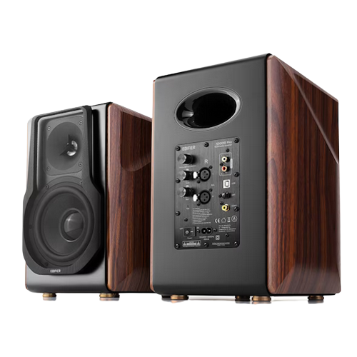 Edifier S3000PRO Hi-Res Audio Active 2.0 Bluetooth Bookshelf Speaker Set - Brown.