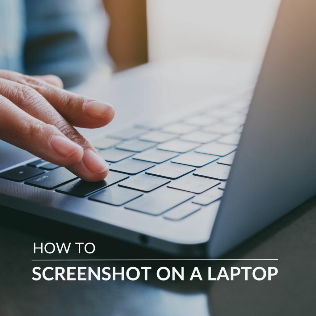 An image of a laptop with the text How to Take a screenshot on a laptop over it.