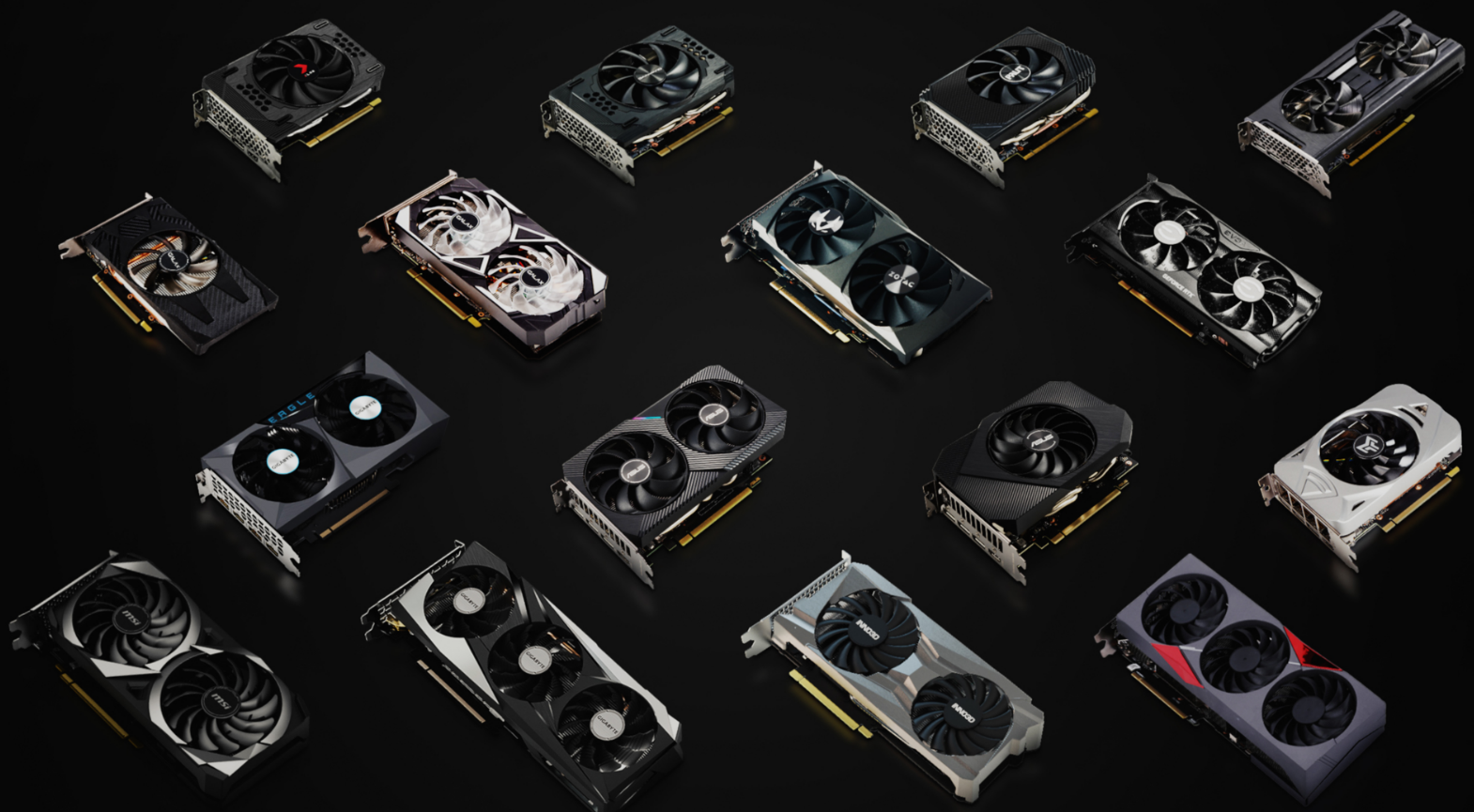 Variety of NVIDIA GPUs