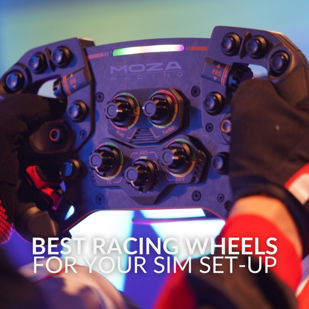 THE BEST RACING WHEELS FOR YOUR SIM SET-UP – FULL CONTROL IN YOUR HANDS BLOG GRAPHIC.