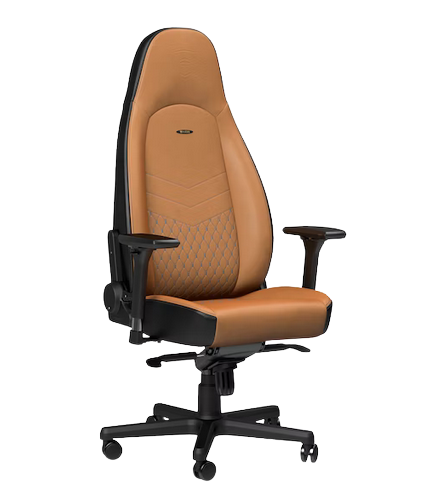 noblechairs ICON Top Grain Leather Gaming Chair - Cognac/Black/Gunmetal.