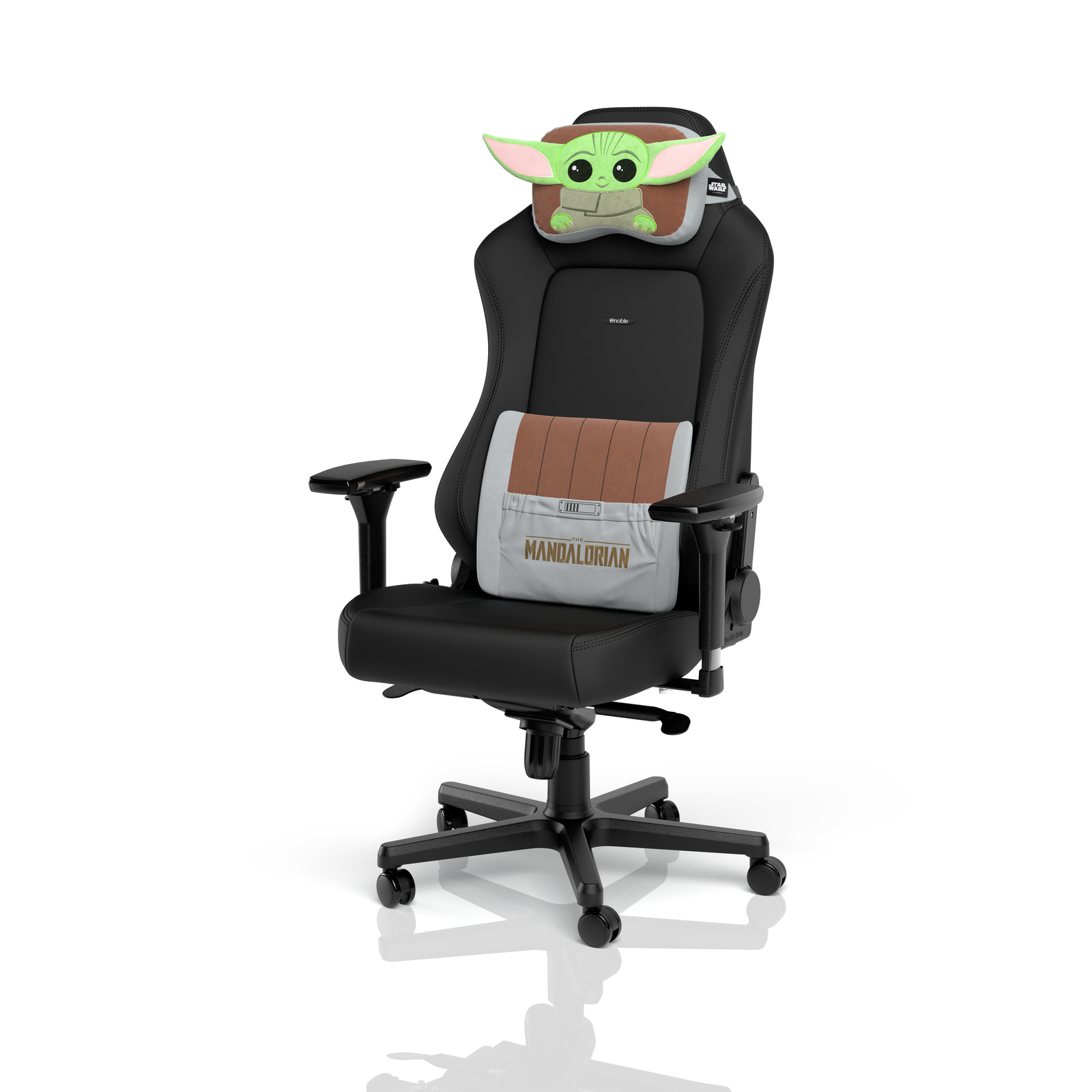 noblechairs Memory Foam Pillow Set Grogu Edition on a noblechairs HERO Gaming Chair