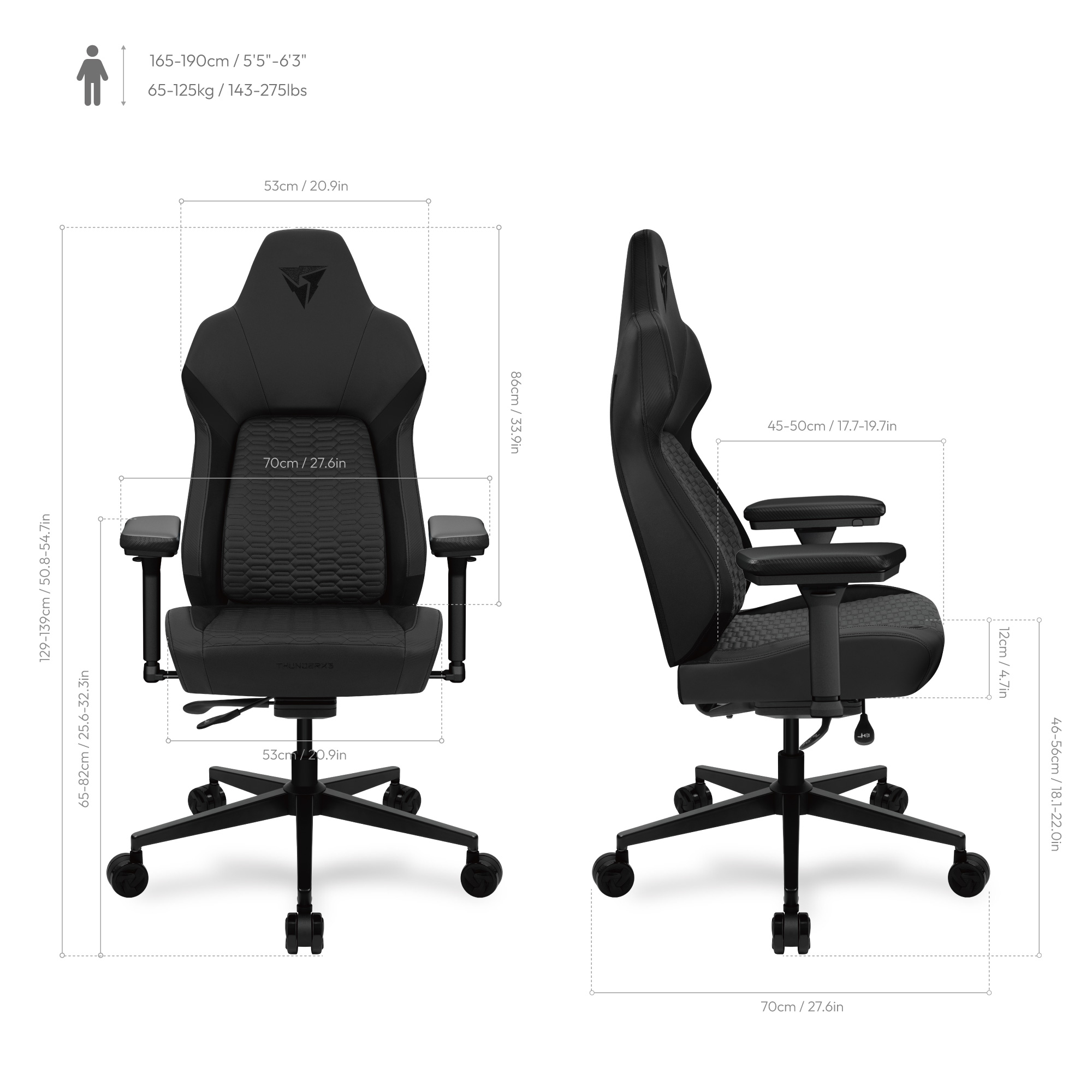 ThunderX3 CORE Smart Gaming Chair Racer Black