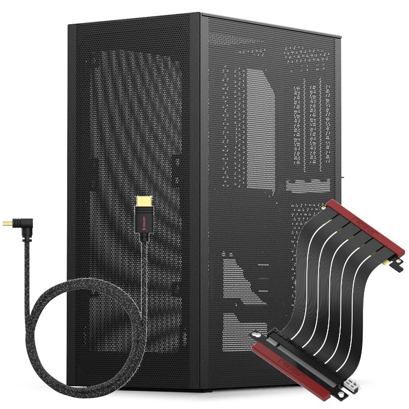 SSUPD Meshlicious Mini ITX Case - Full Mesh - Black - with PCIE 4.0 Cable