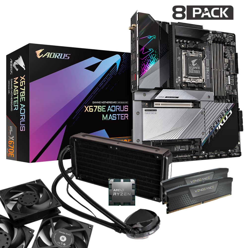 8Pack Approved - Aorus X670E Master - AMD Ryzen 7 7700X @ 5.4GHz Overclocked Bundle