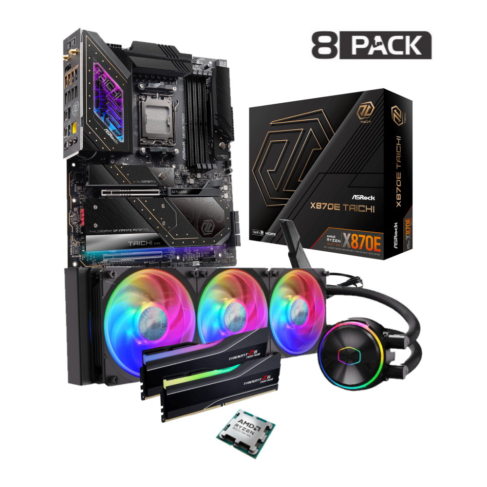 8Pack Elite Tier - Asrock X870E Taichi  -  Ryzen 9 9950X PBO2 Overclocked Bundle