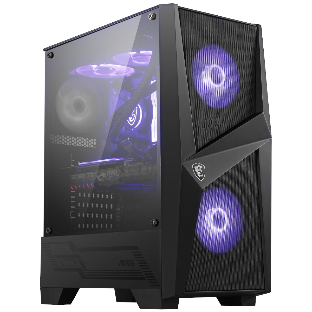 MSI MAG FORGE 100M Mid-Tower RGB Gaming Case - Black Tempered Glass