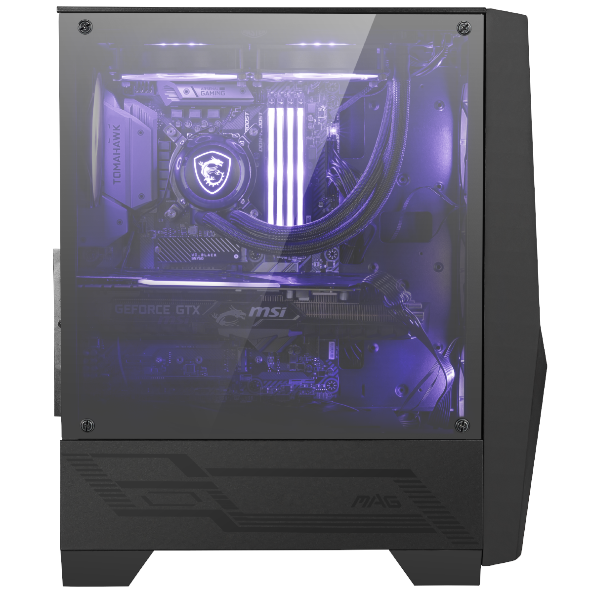 MSI - MSI MAG FORGE 100M Mid-Tower RGB Gaming Case - Black Tempered Glass