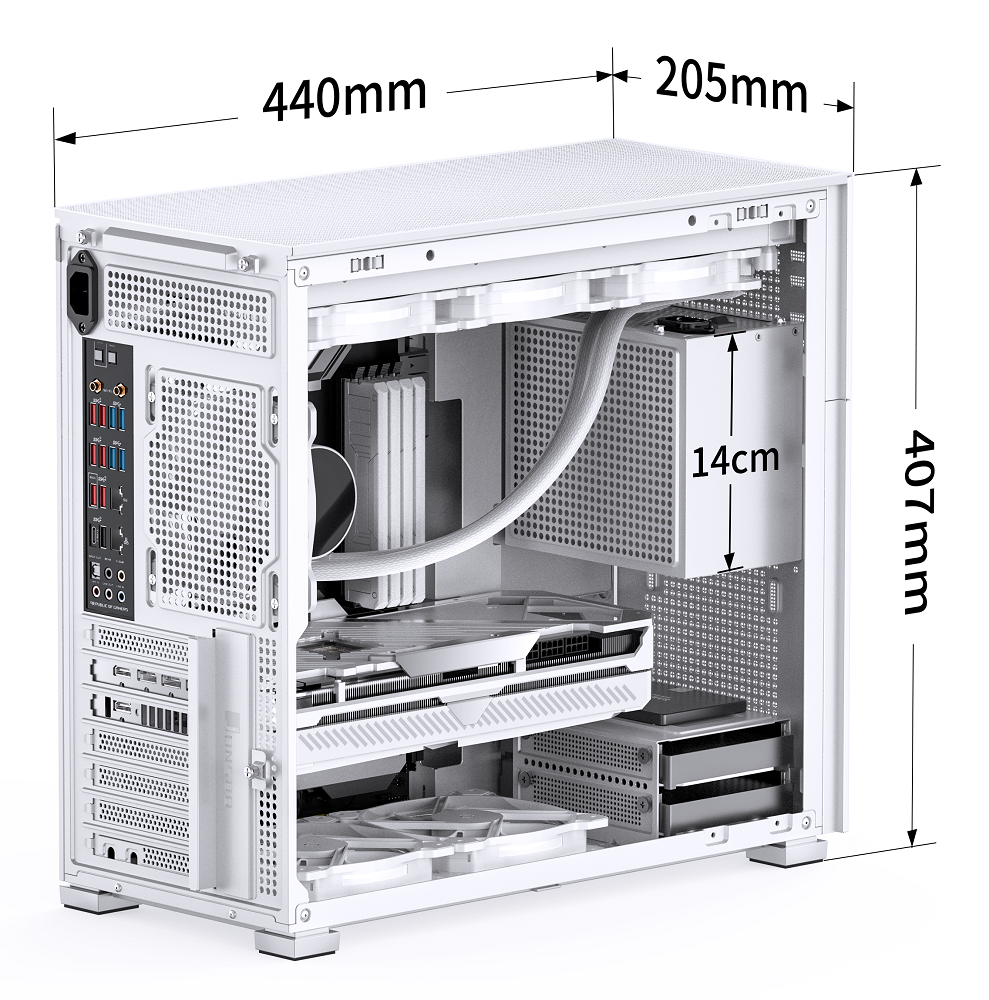 Jonsbo - Jonsbo D41 Mesh Standard ATX PC Case – White, Tempered Glass