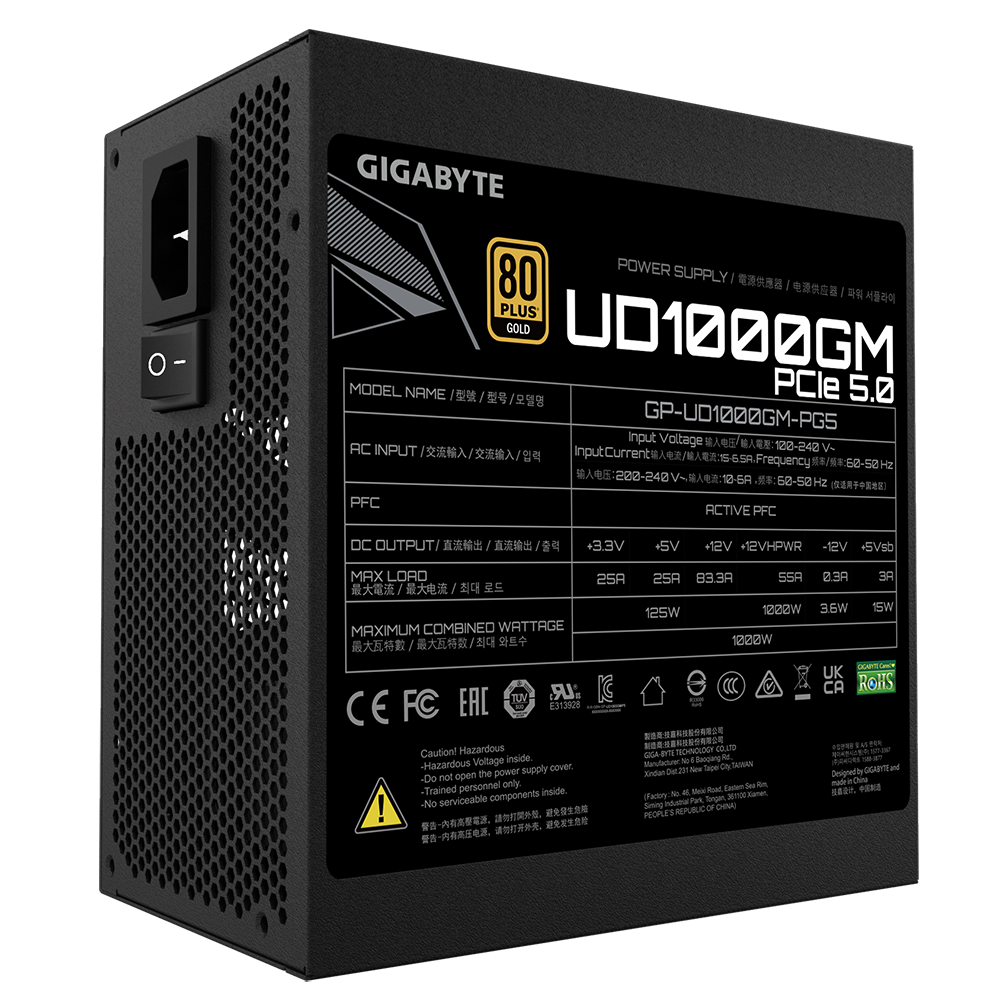 Gigabyte - Gigabyte UD1000GM PG5 1000W 80 PLUS Gold Modular ATX Power Supply
