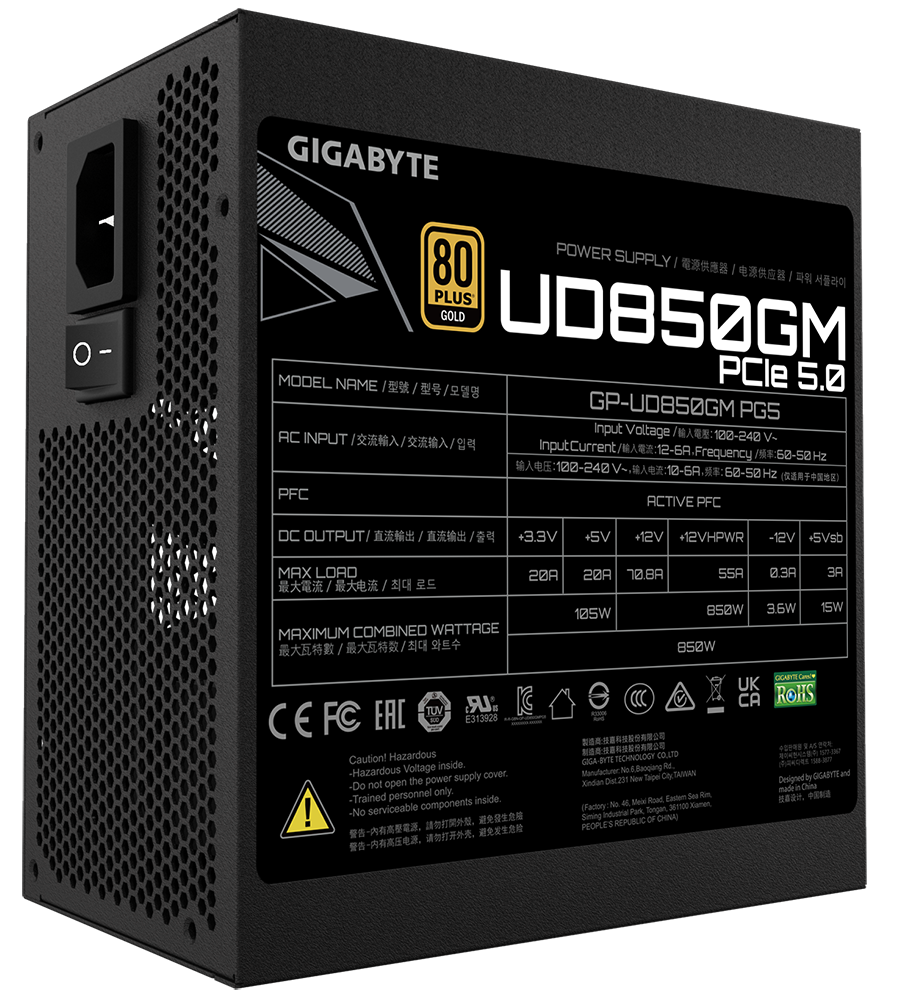 Gigabyte - Gigabyte UD850GM PG5 850W 80 PLUS Gold Modular ATX Power Supply