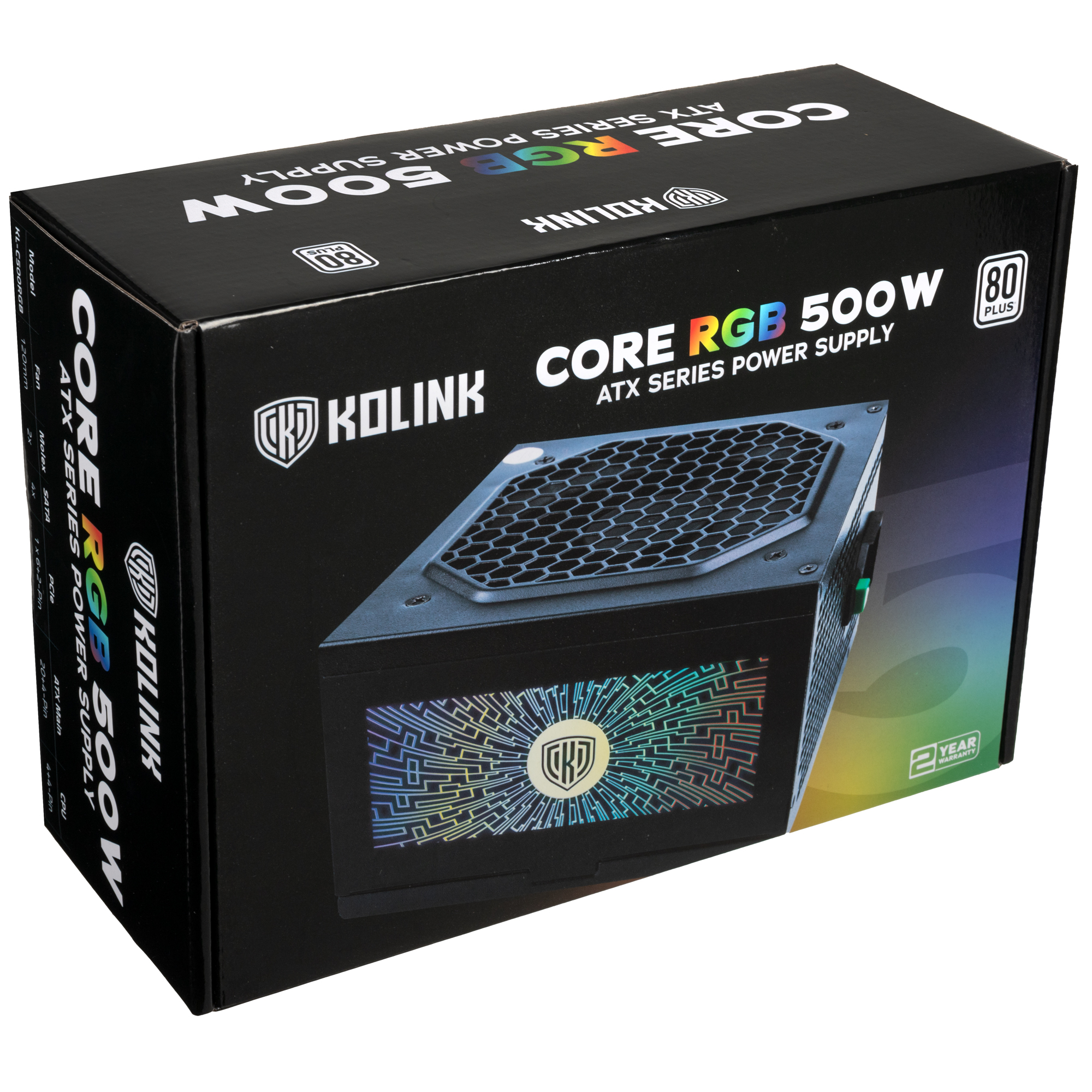 Kolink - Kolink Core RGB Series 500W 80 Plus Certified RGB Power Supply