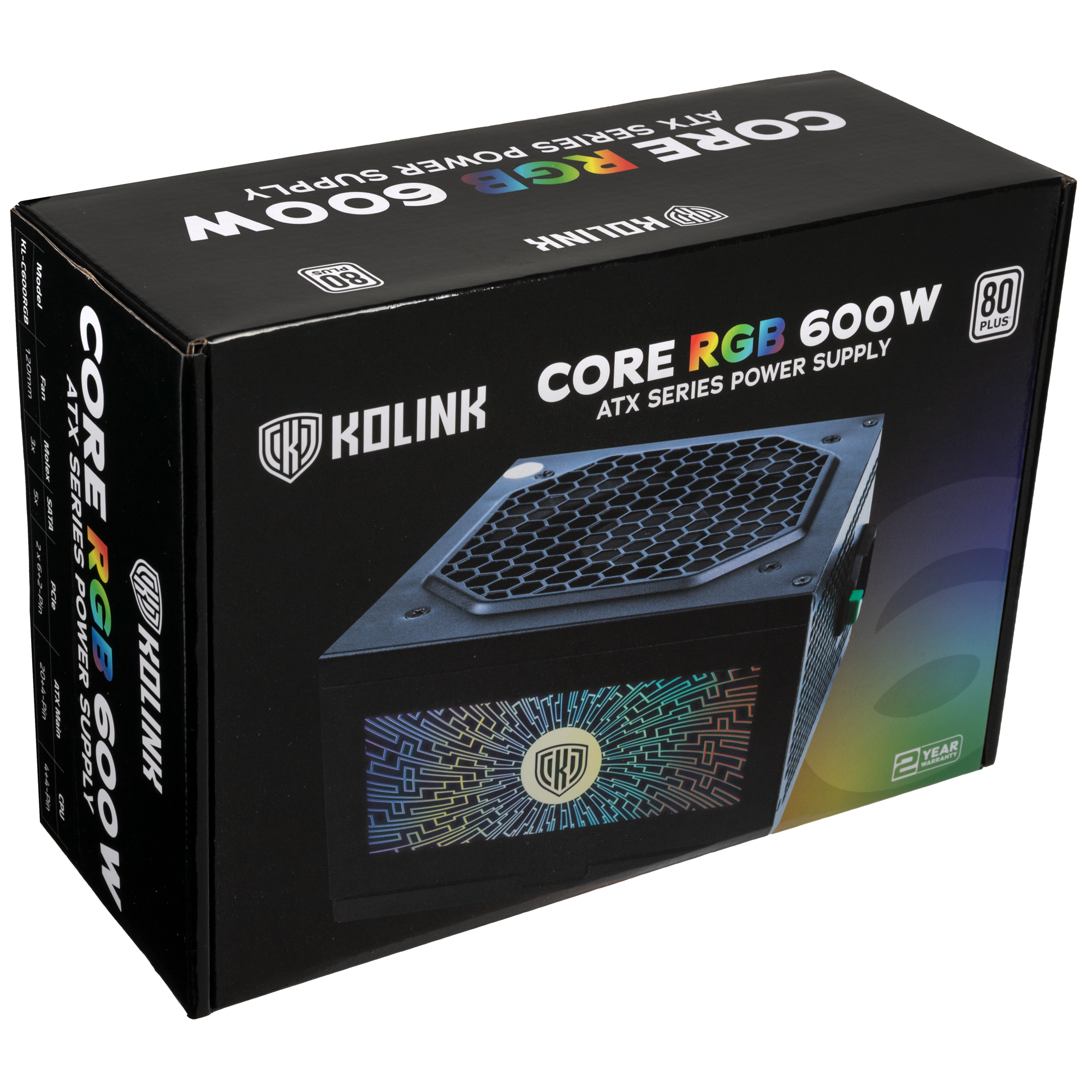 Kolink - Kolink Core RGB Series 600W 80 Plus Certified RGB Power Supply