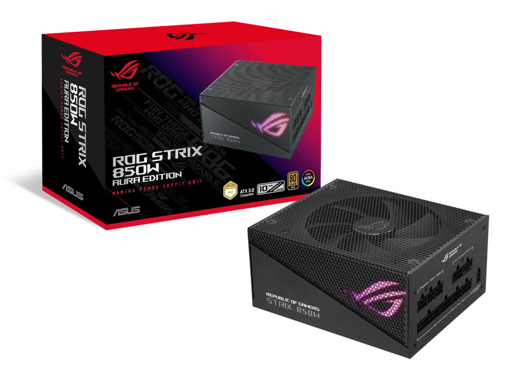 Asus - Asus ROG Strix 850W Gold Aura Edition Modular 80+ Gold ATX 3.0 PCIe Gen 5.0 Power Supply