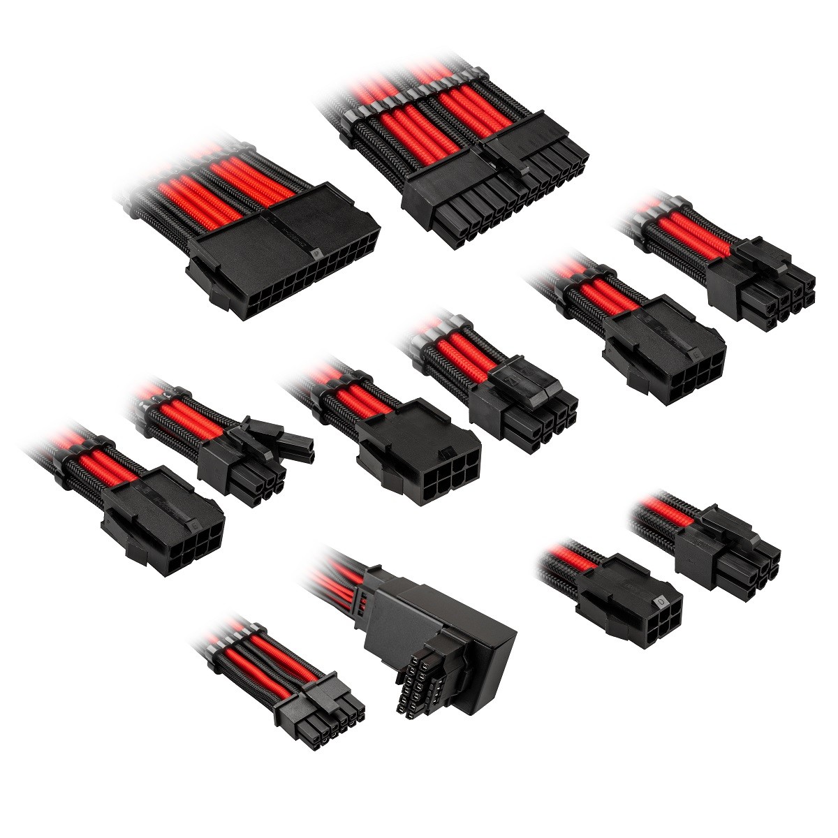 Kolink - Kolink Core Pro Braided Cable Extension Kit 12VHWPR Type 1 - Jet Black/Racing Red