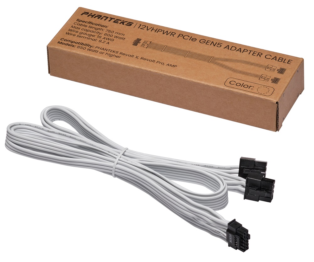 Phanteks - Phanteks 750mm Dual 8pin to 12+4 12VHPWR Adapter Cable (White)