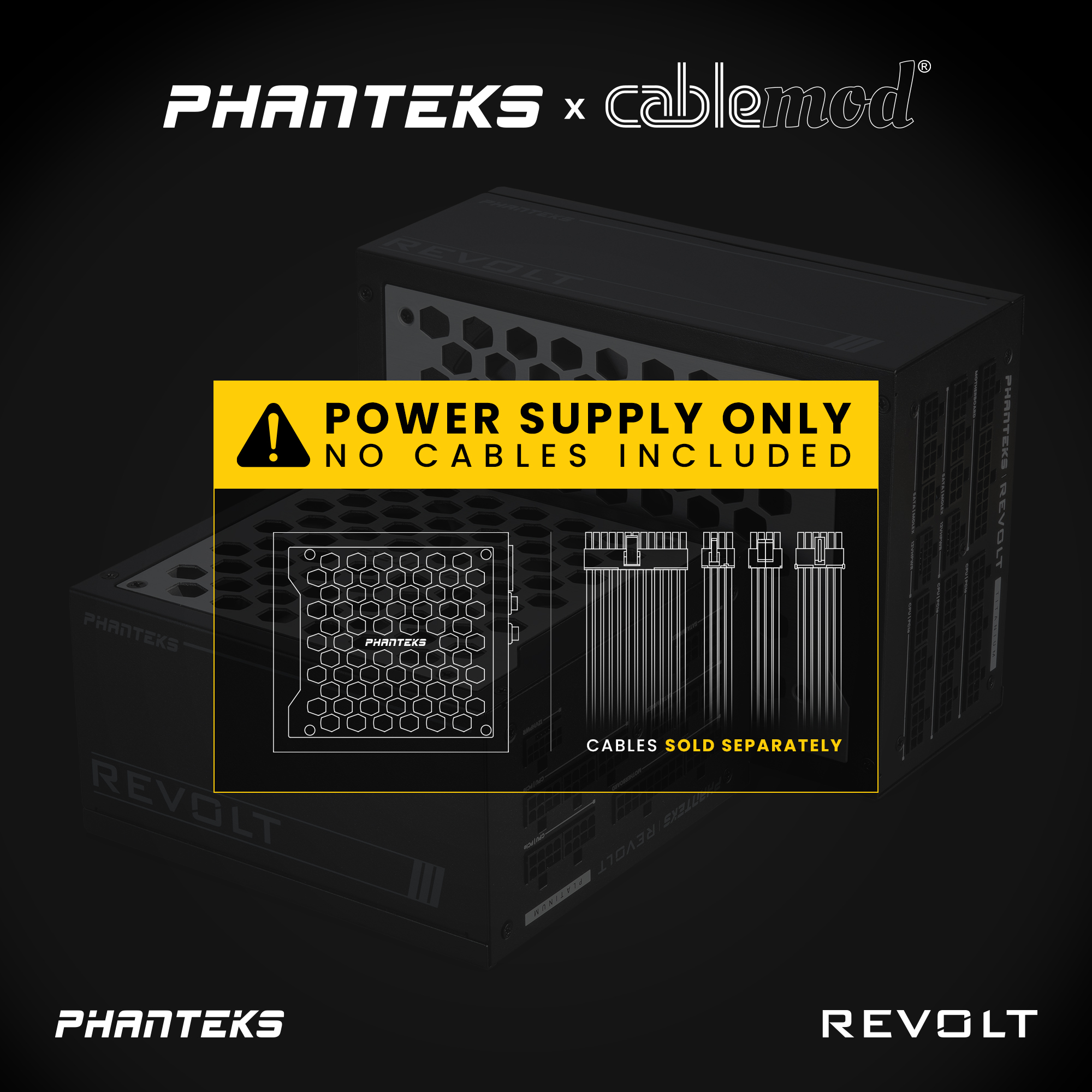 Phanteks - Phanteks Revolt Cableless 1000W ATX 3.0 PCIe 5.0 Modular 80 Plus Platinum Power Supply - Black