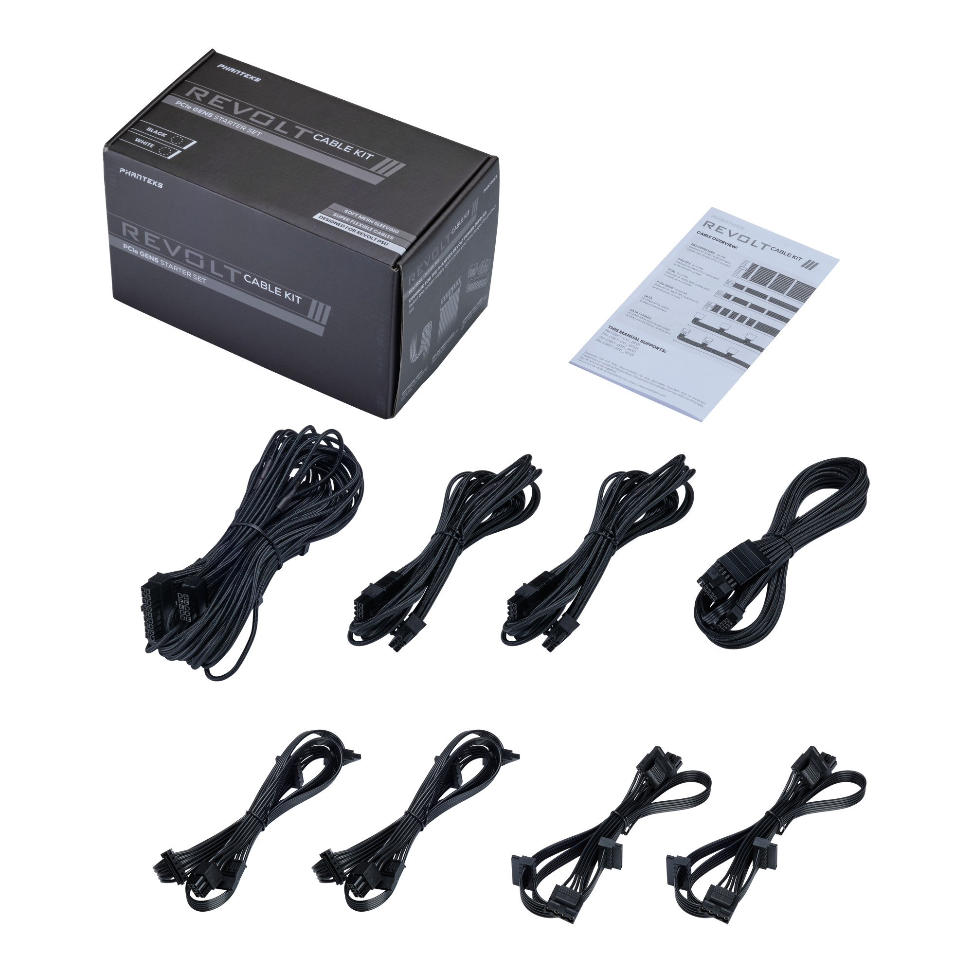 Phanteks Revolt Cable Kit, PCIe Gen5 Starter Set, Black