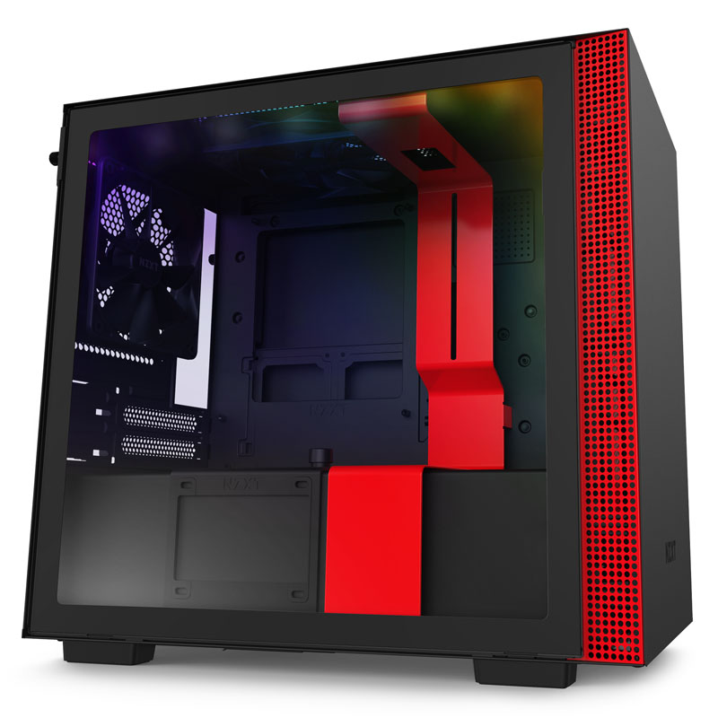  - NZXT H210i Mini-ITX RGB Gaming Case - Black/Red Tempered Glass