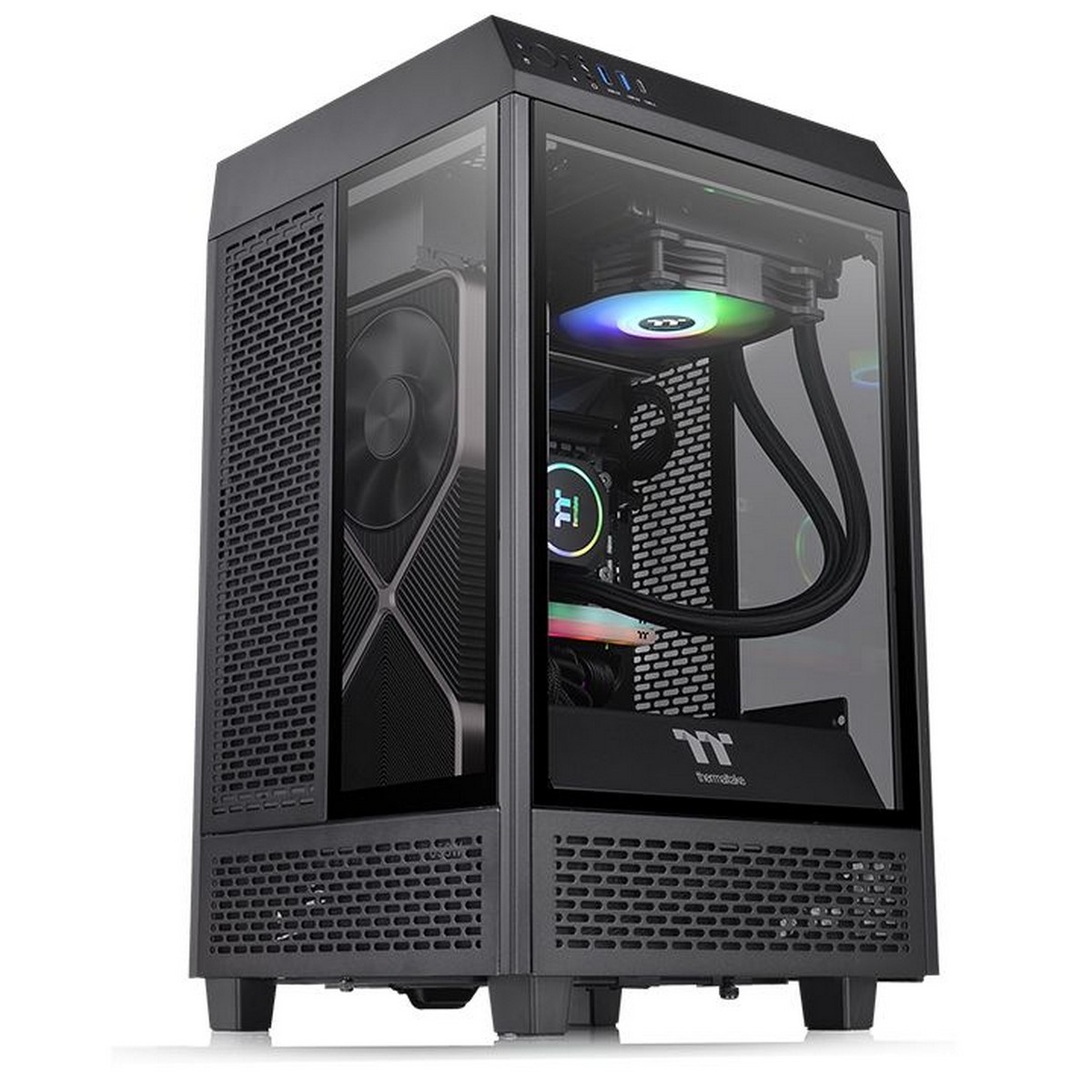 ThermalTake - Thermaltake The Tower 100 Mini Chassis Tempered Glass PC Gaming Case - Black