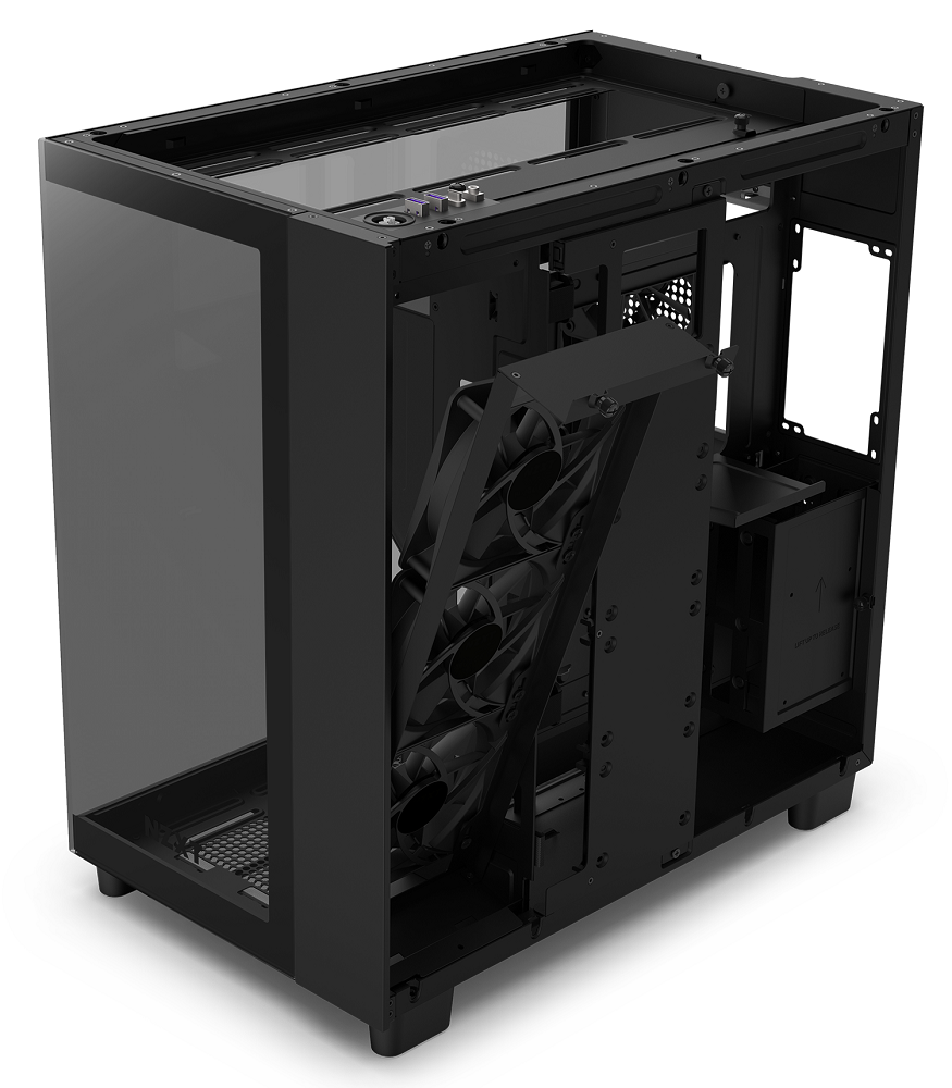 NZXT H9 Flow Mid Tower Tempered Glass PC Gaming Case - Black