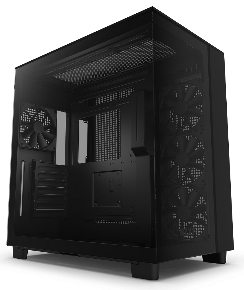 NZXT H9 Flow Mid Tower Tempered Glass PC Gaming Case - Black
