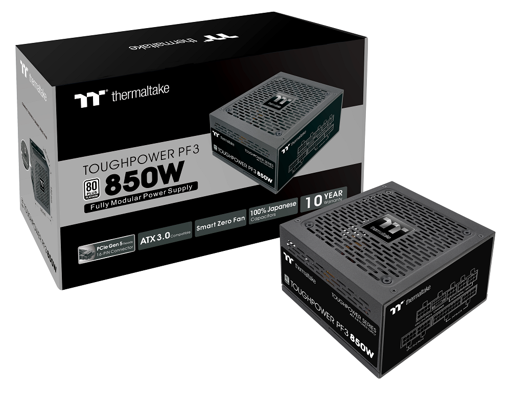 Thermaltake Toughpower PF3 850W ATX3.0 Native PCIE 5 Fully Modular 80 Plus Platinum Power Supply
