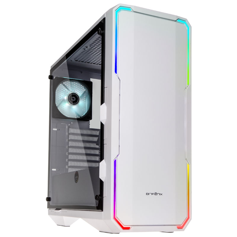 Bitfenix Enso Midi Tower RGB Gaming Case - White Tempered Glass