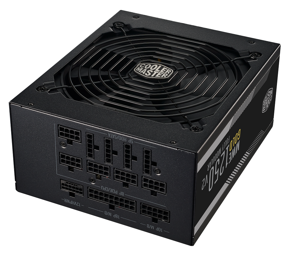 Cooler Master - CoolerMaster MWE V2 1250w ATX3.0 PCI-e 5.0 80 Plus Gold Power Supply - Black