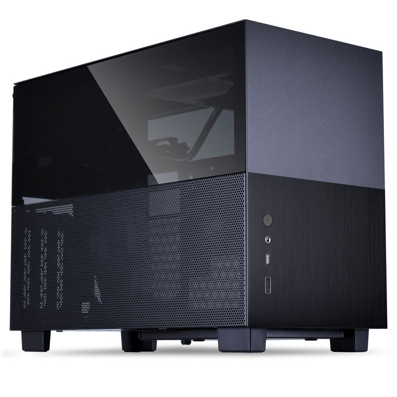 Lian Li - Lian Li Q58X3 Mini-ITX Aluminium and Tempered Glass Case - Black