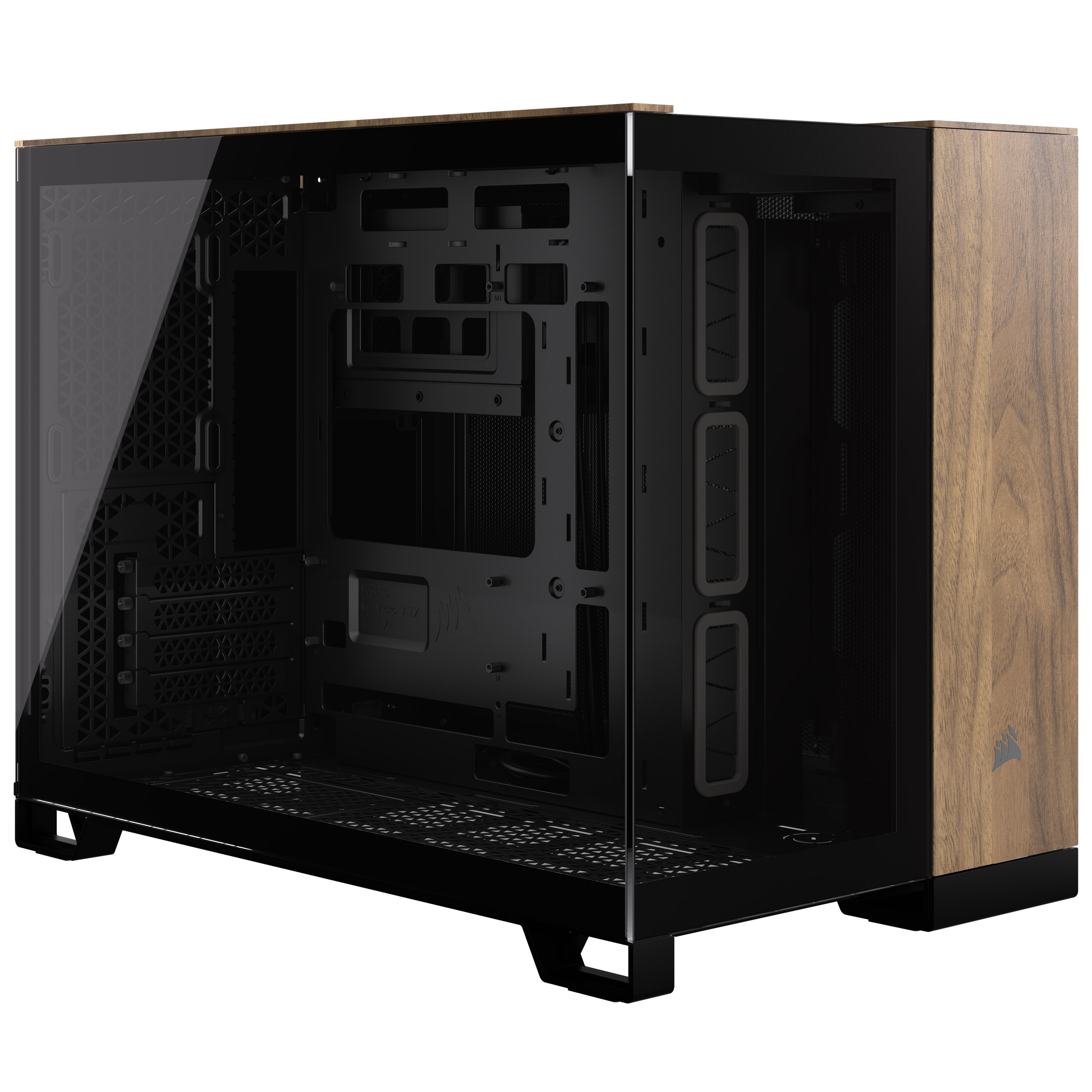 Corsair 2500X Micro ATX Dual Chamber PC Case, Black/Walnut (CC-9011286-WW)