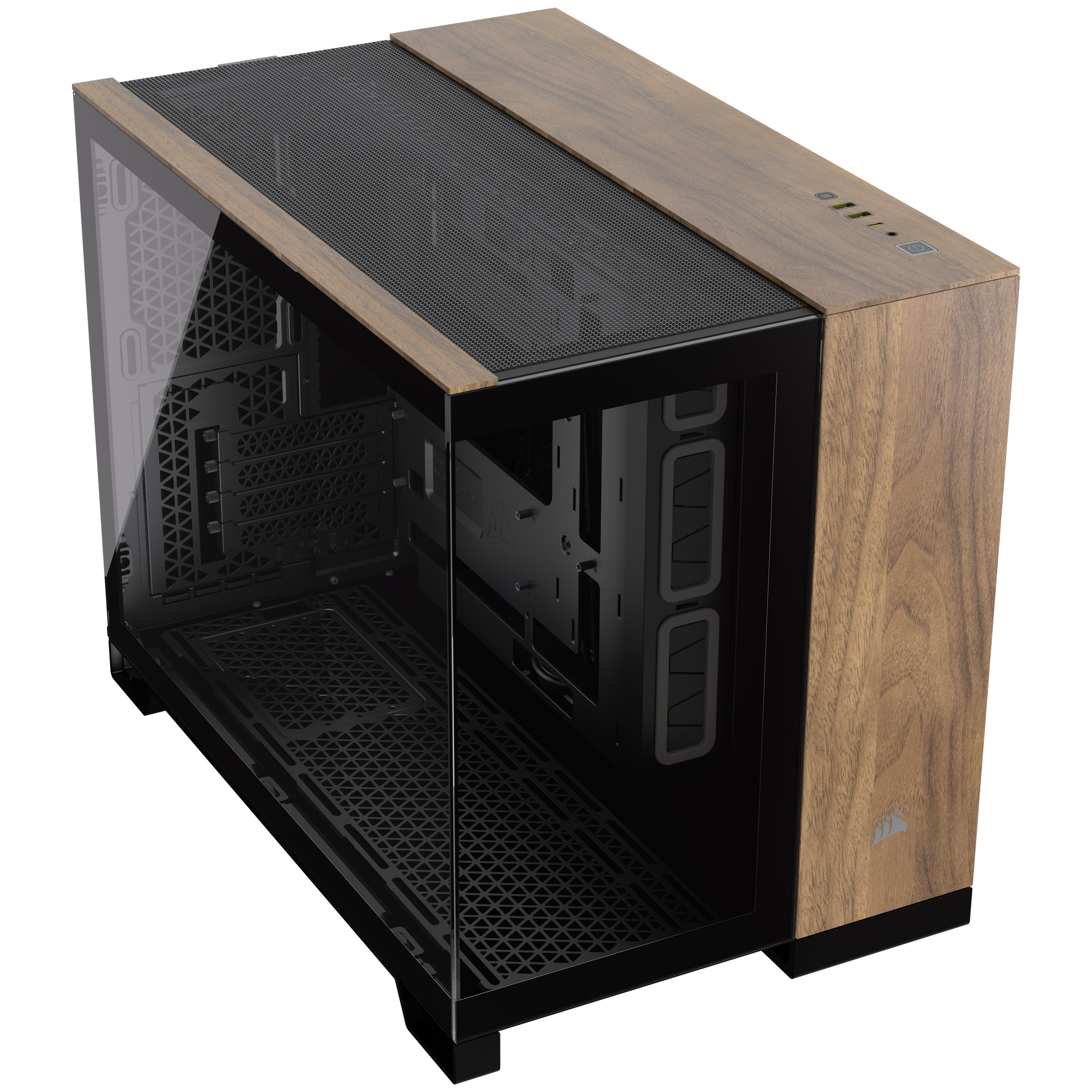 CORSAIR - Corsair 2500X Micro ATX Dual Chamber PC Case, Black/Walnut (CC-9011286-WW)