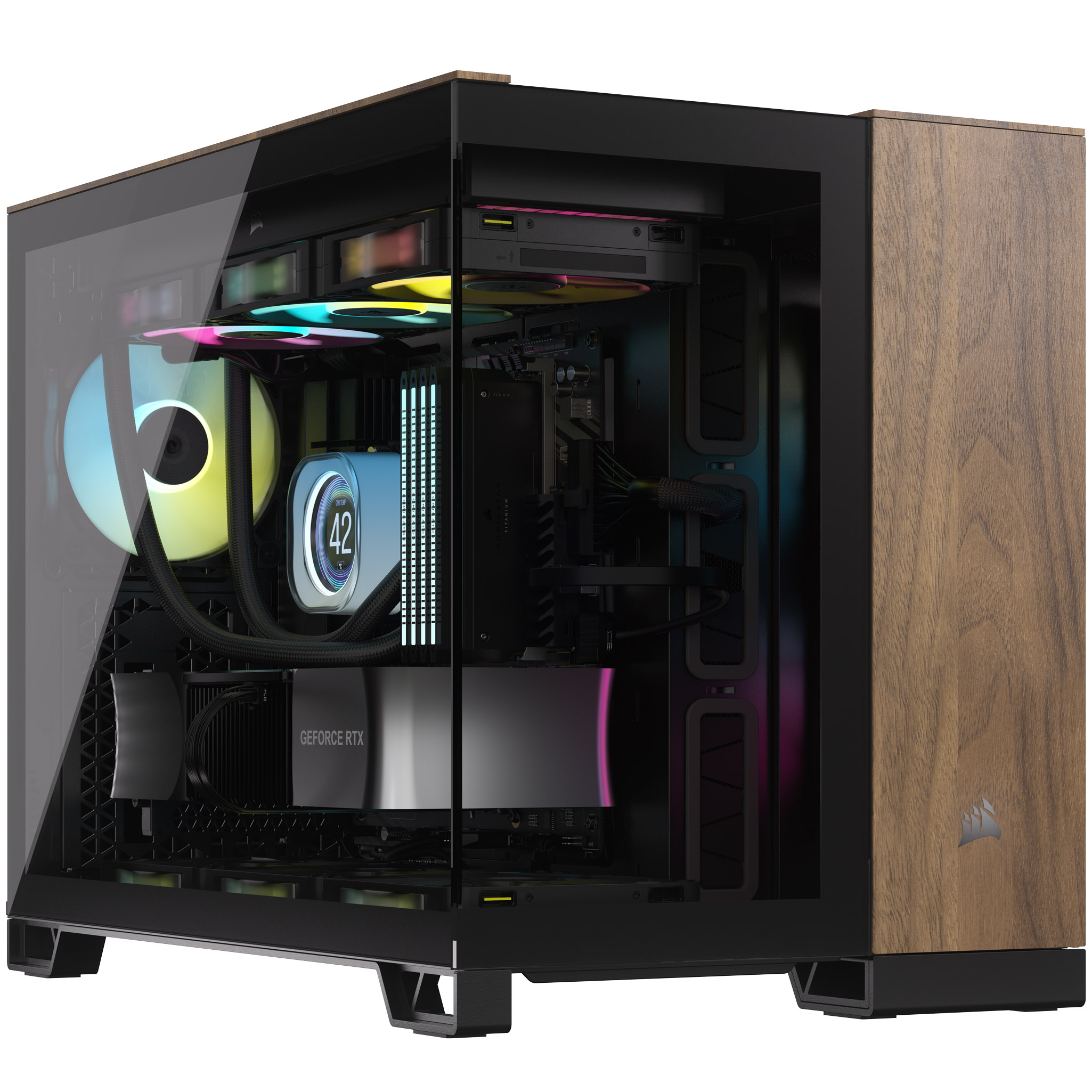 CORSAIR - Corsair 2500X Micro ATX Dual Chamber PC Case, Black/Walnut (CC-9011286-WW)