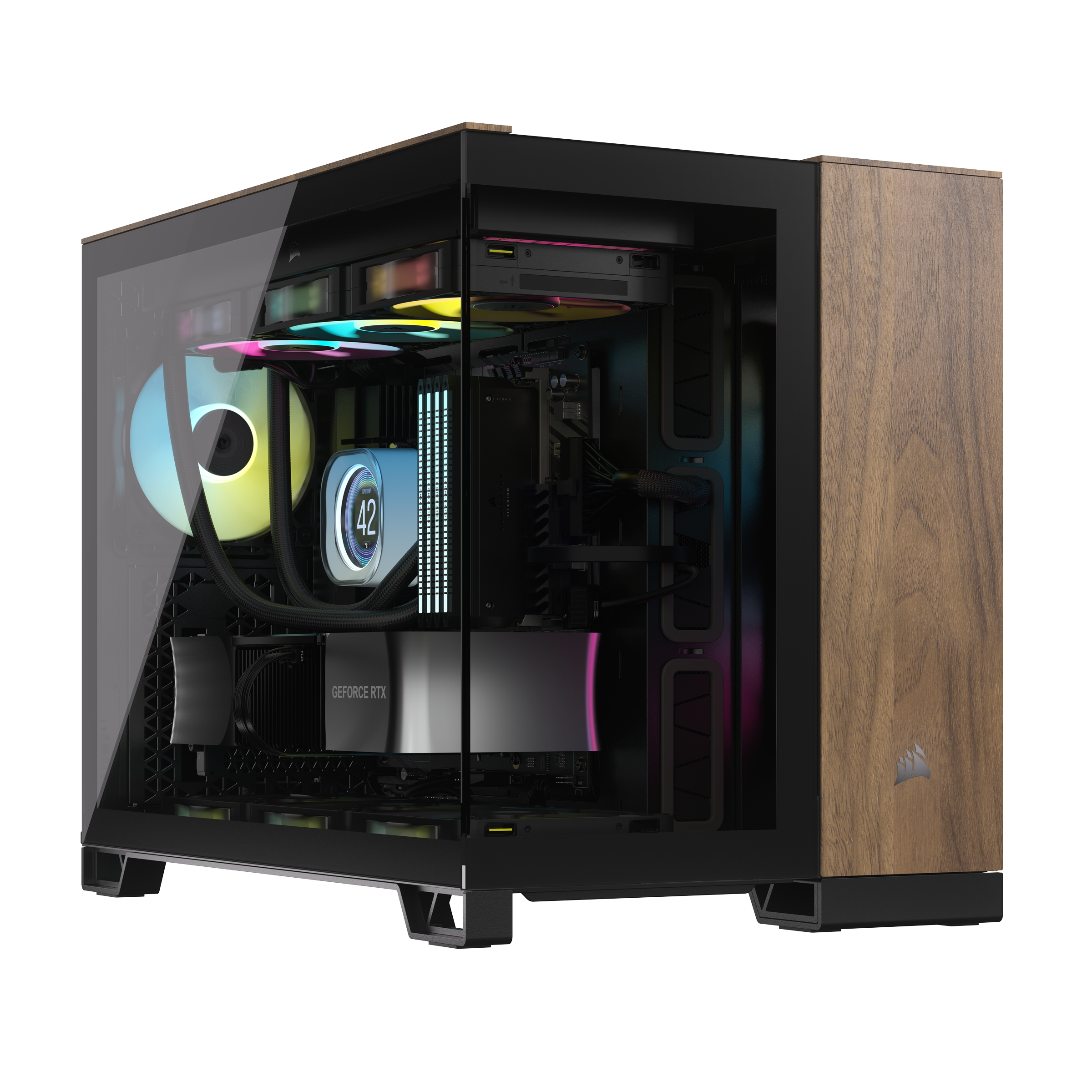 CORSAIR - Corsair 2500X Micro ATX Dual Chamber PC Case, Black/Walnut (CC-9011286-WW)