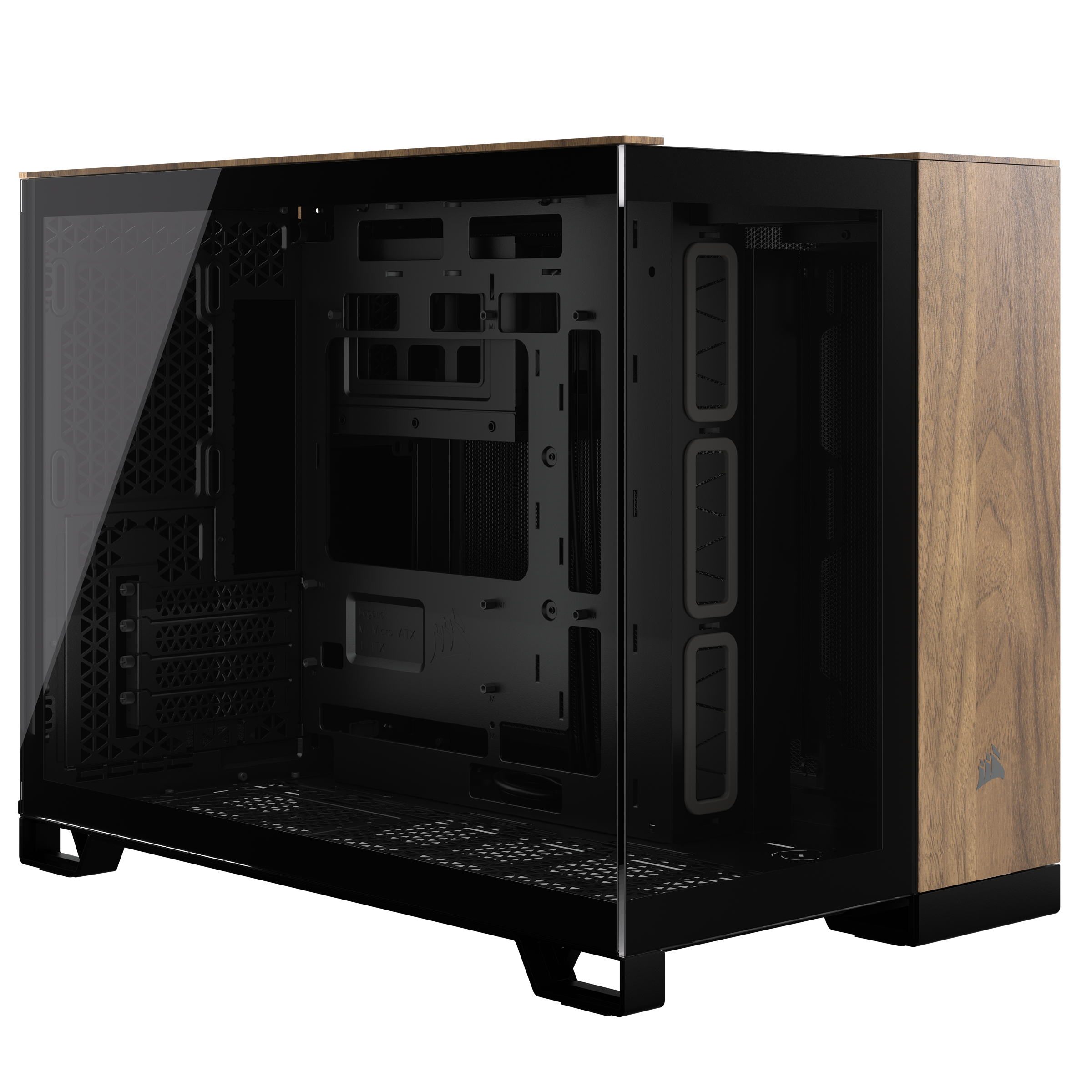 Corsair 2500X Micro ATX Dual Chamber PC Case, Black/Walnut (CC-9011286-WW)