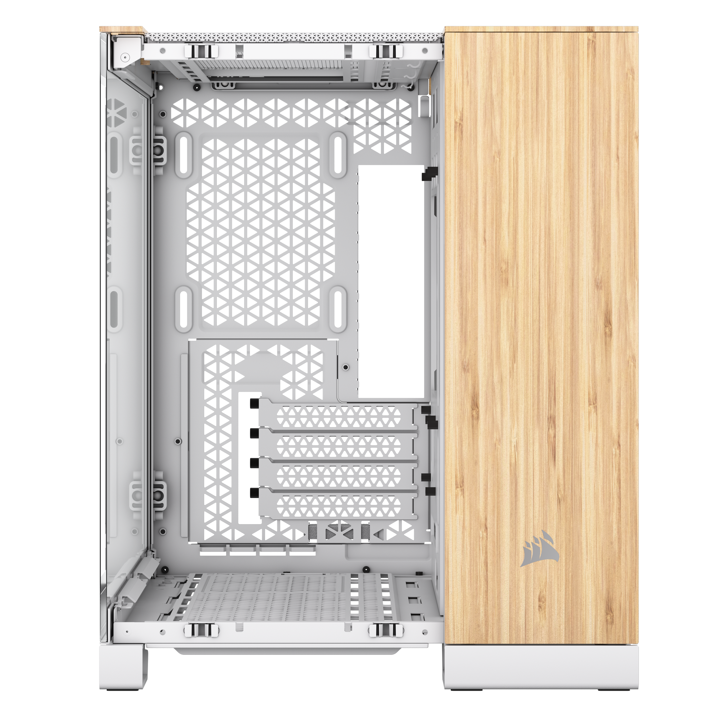 CORSAIR - Corsair 2500X Micro ATX Dual Chamber PC Case, White/Bamboo (CC-9011288-WW)