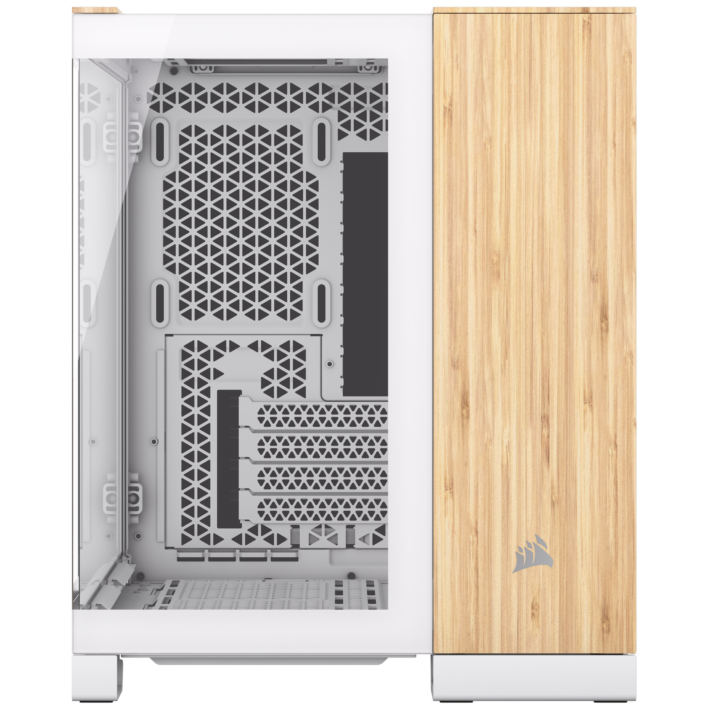 CORSAIR - Corsair 2500X Micro ATX Dual Chamber PC Case, White/Bamboo (CC-9011288-WW)