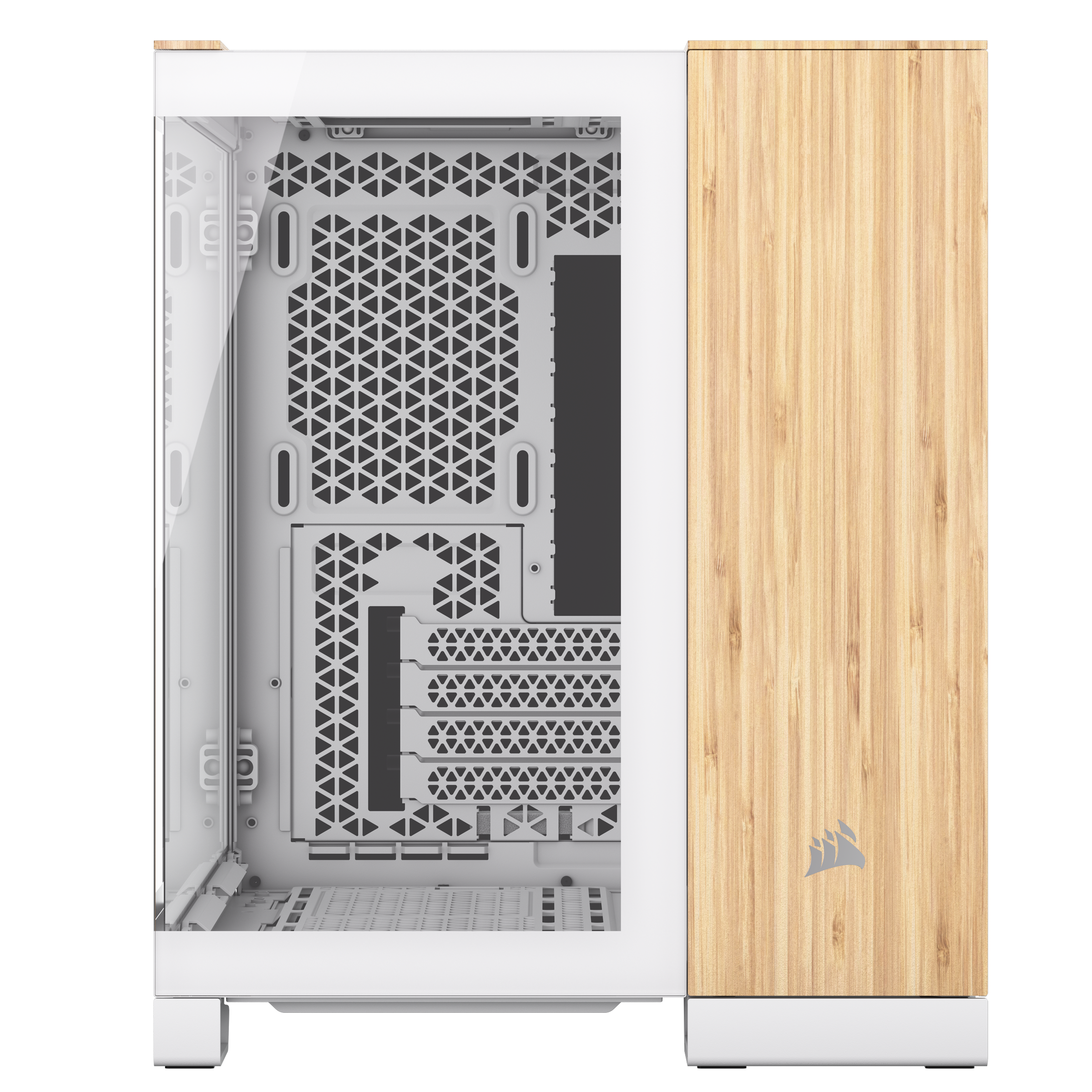 CORSAIR - Corsair 2500X Micro ATX Dual Chamber PC Case, White/Bamboo (CC-9011288-WW)