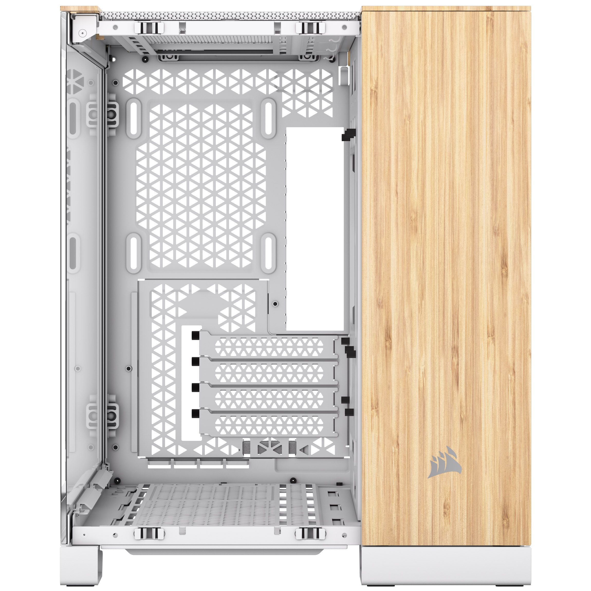 CORSAIR - Corsair 2500X Micro ATX Dual Chamber PC Case, White/Bamboo (CC-9011288-WW)