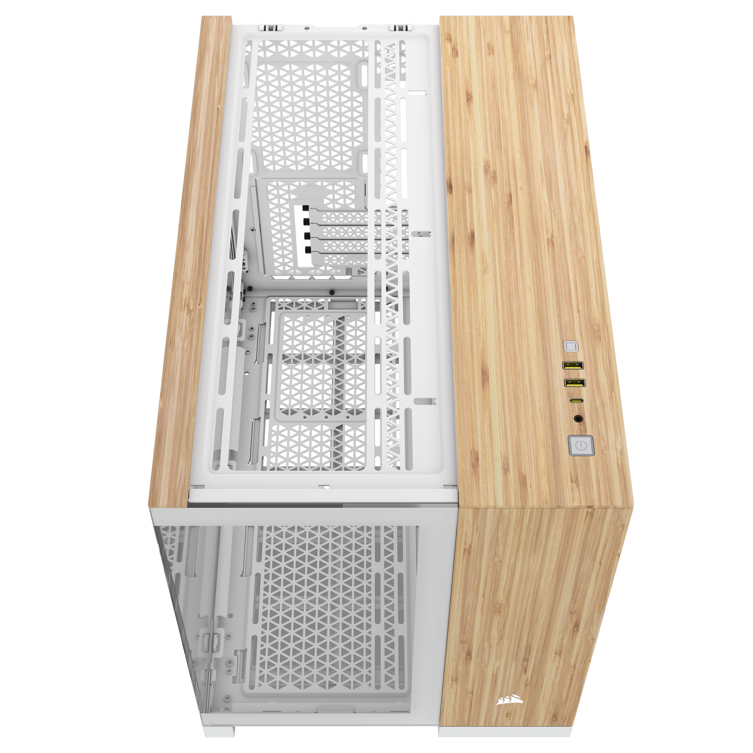 CORSAIR - Corsair 2500X Micro ATX Dual Chamber PC Case, White/Bamboo (CC-9011288-WW)