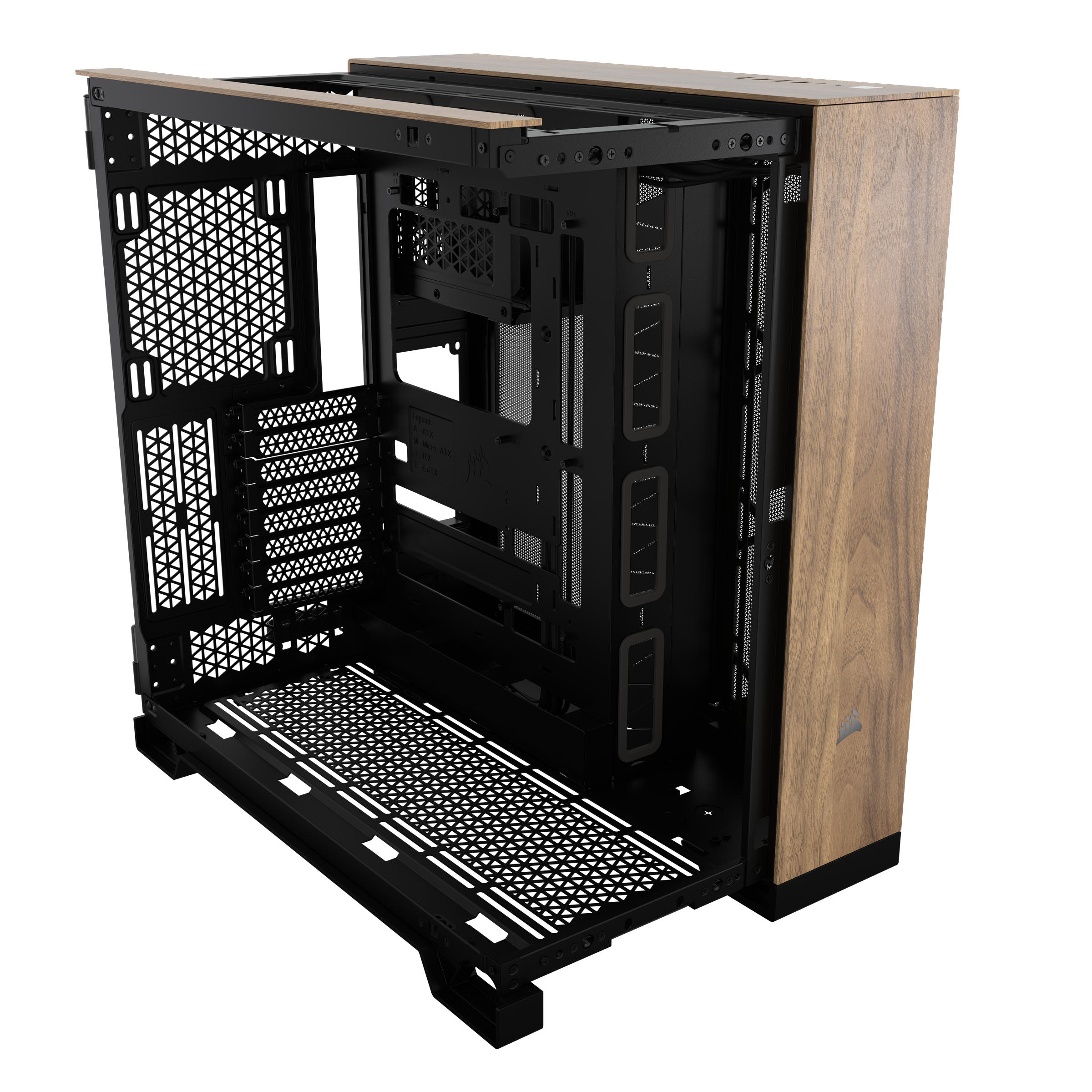 CORSAIR - Corsair 6500X Mid-Tower Dual Chamber PC Case, Black/Walnut (CC-9011282-WW)