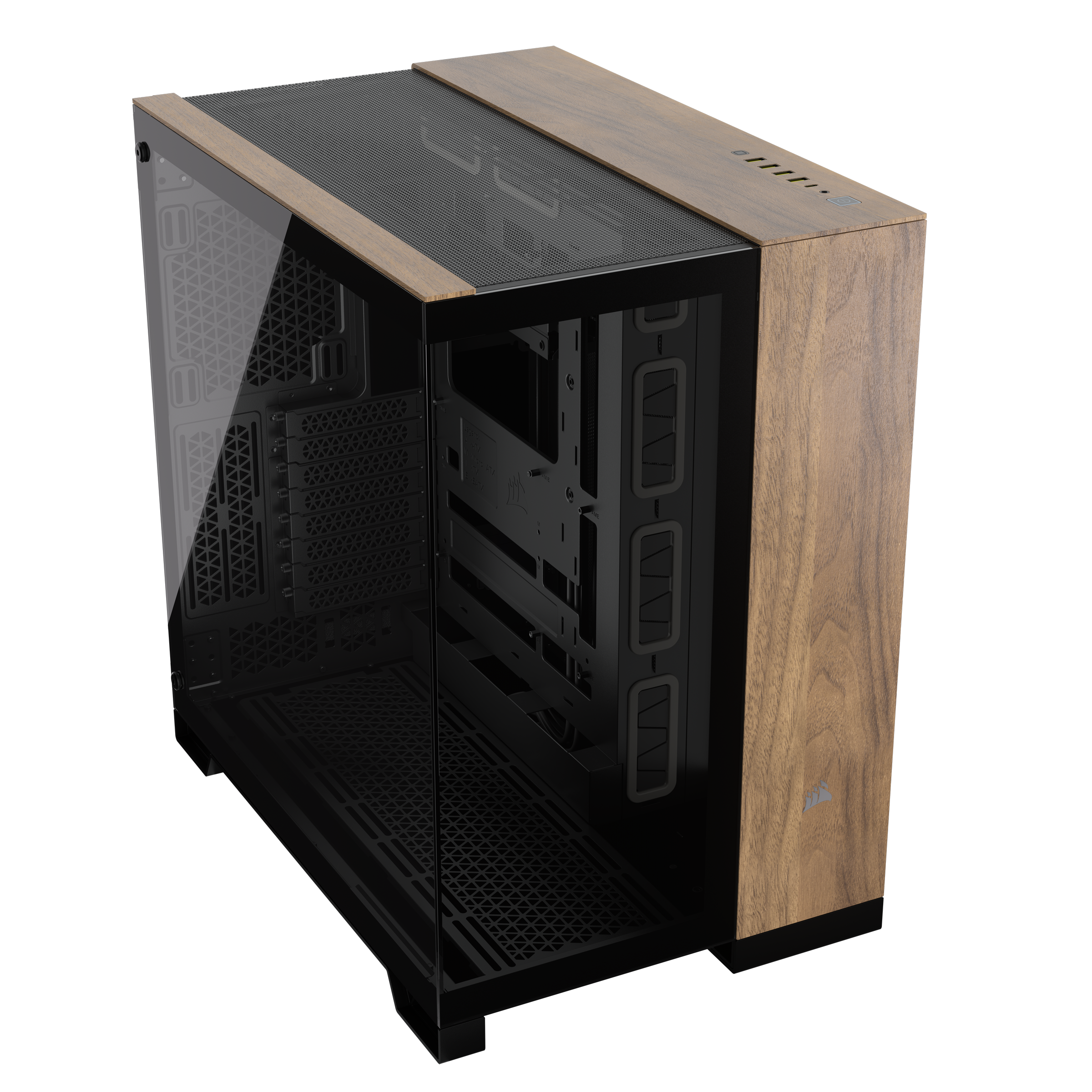 CORSAIR - Corsair 6500X Mid-Tower Dual Chamber PC Case, Black/Walnut (CC-9011282-WW)