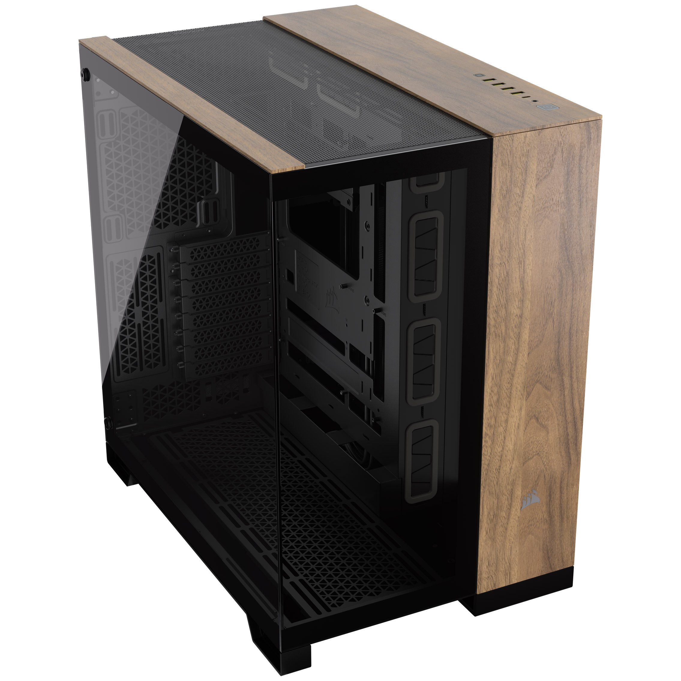 CORSAIR - Corsair 6500X Mid-Tower Dual Chamber PC Case, Black/Walnut (CC-9011282-WW)