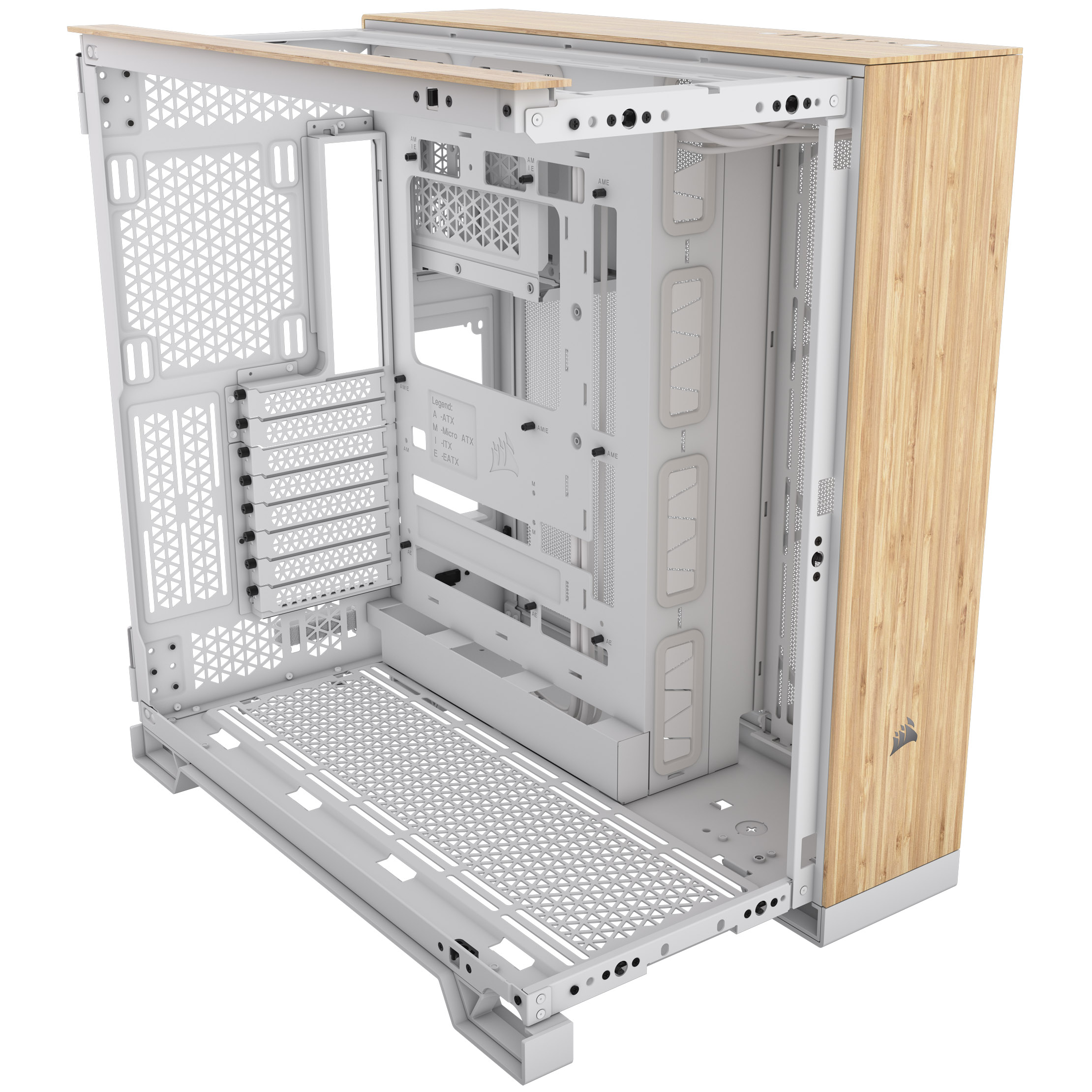 CORSAIR - Corsair 6500X Mid-Tower Dual Chamber PC Case, White/Bamboo (CC-9011284-WW)