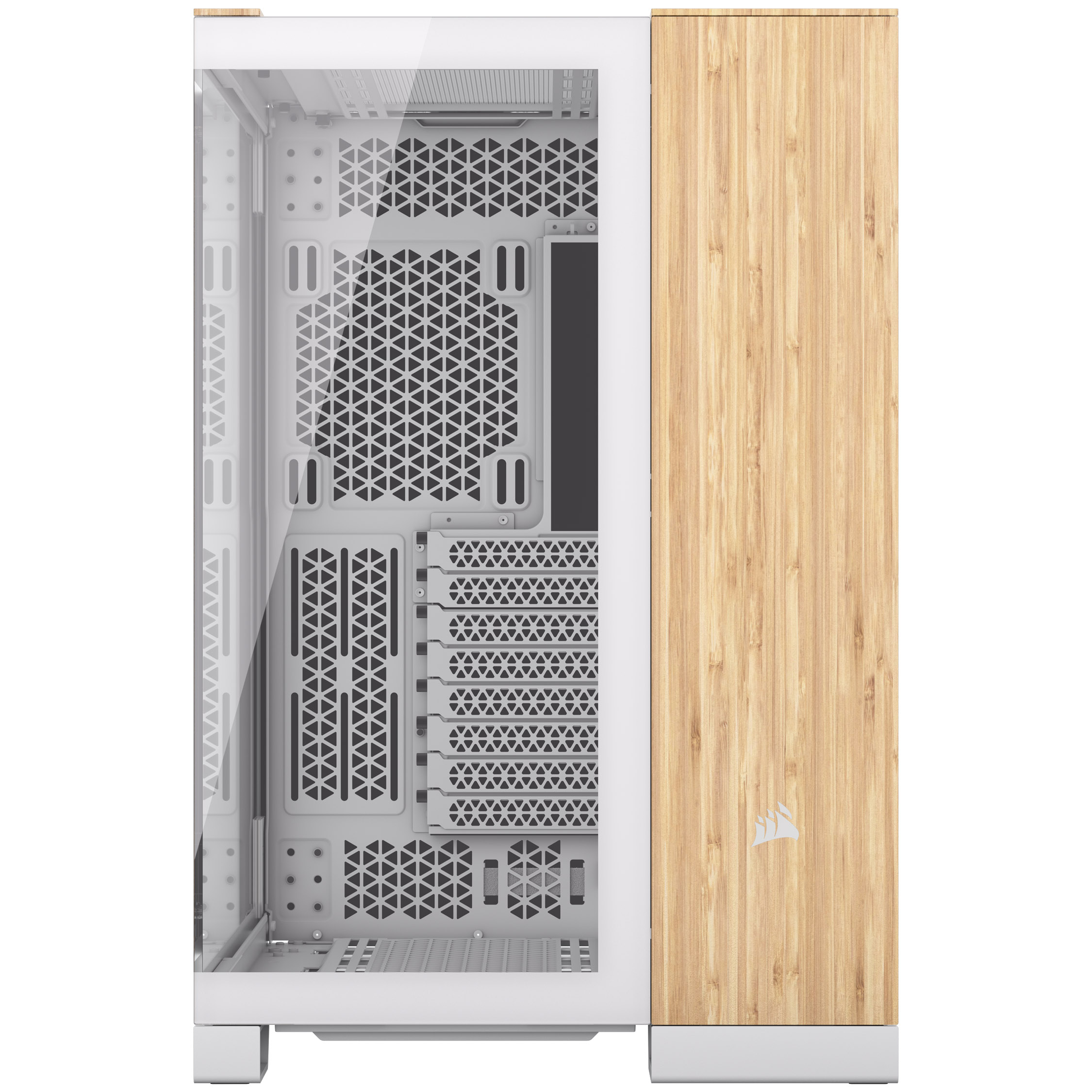 CORSAIR - Corsair 6500X Mid-Tower Dual Chamber PC Case, White/Bamboo (CC-9011284-WW)