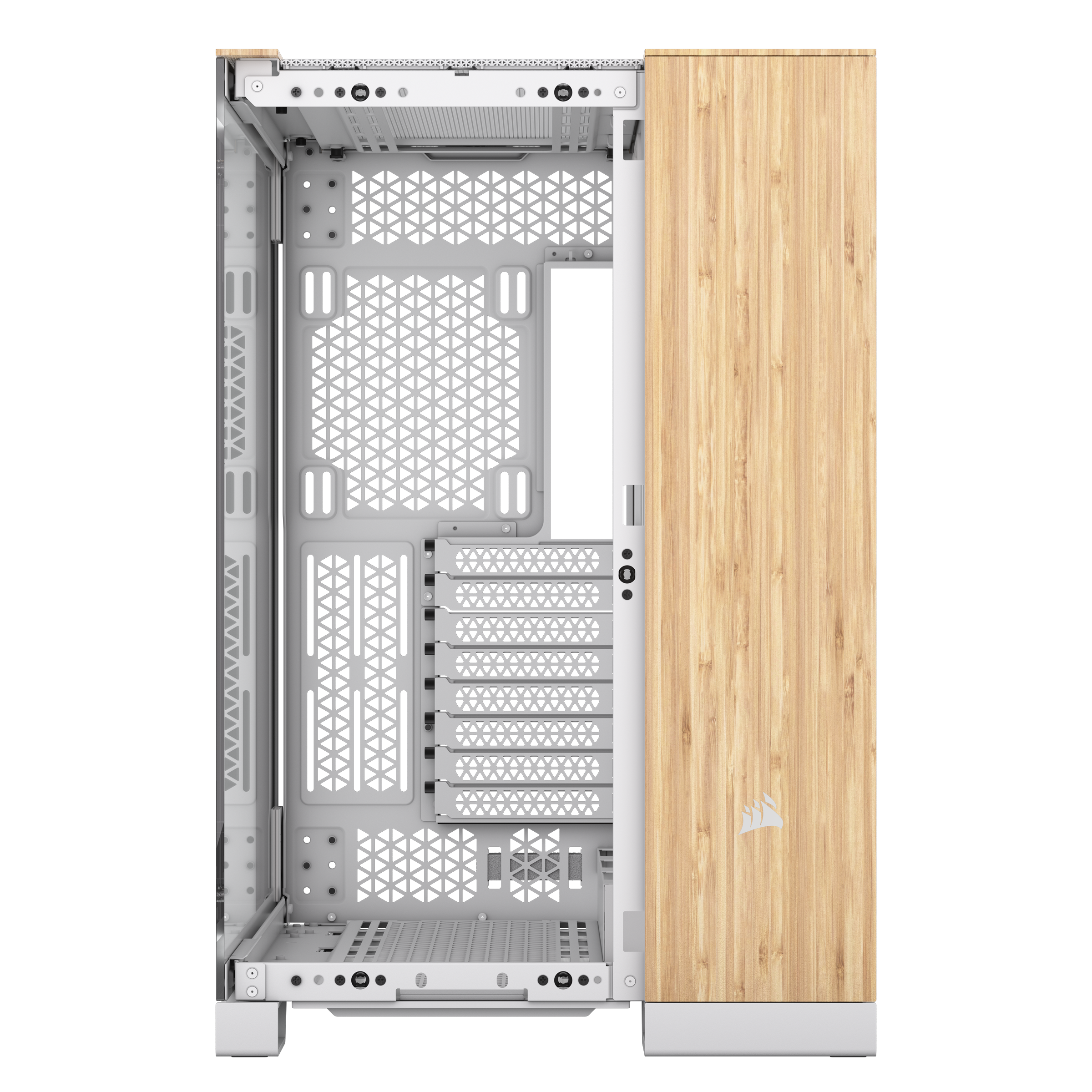 CORSAIR - Corsair 6500X Mid-Tower Dual Chamber PC Case, White/Bamboo (CC-9011284-WW)