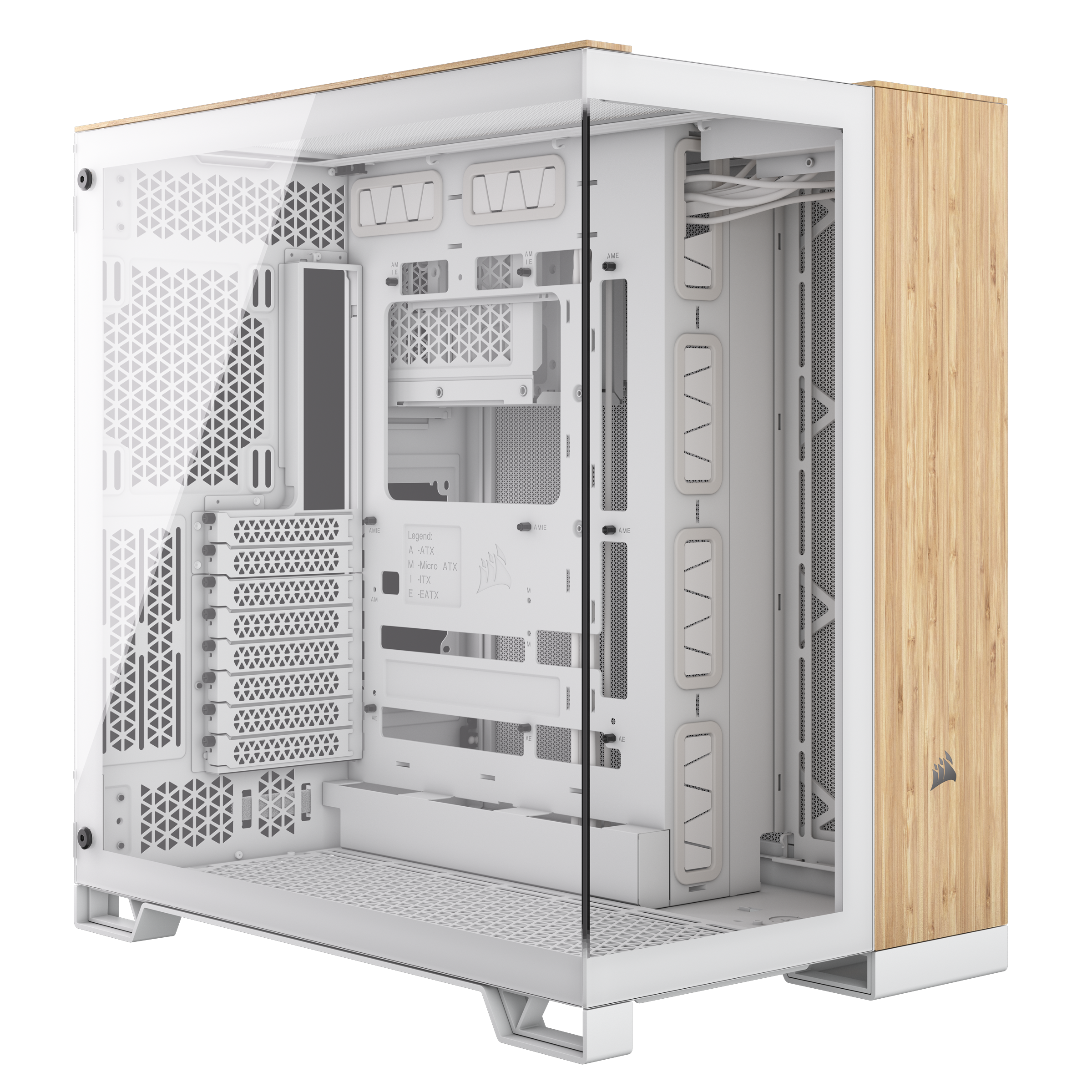 Corsair 6500X Mid-Tower Dual Chamber PC Case, White/Bamboo (CC-9011284-WW)