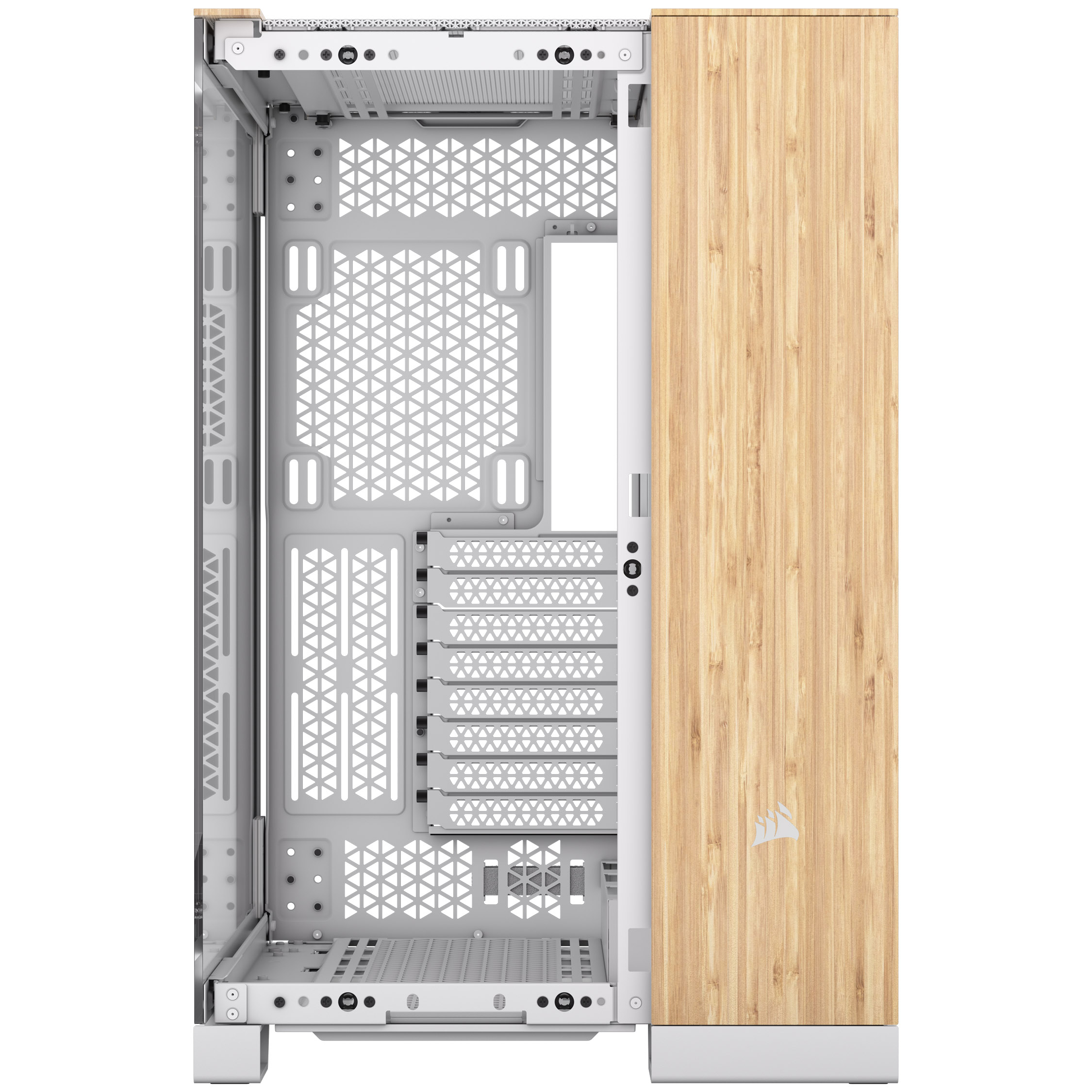 CORSAIR - Corsair 6500X Mid-Tower Dual Chamber PC Case, White/Bamboo (CC-9011284-WW)