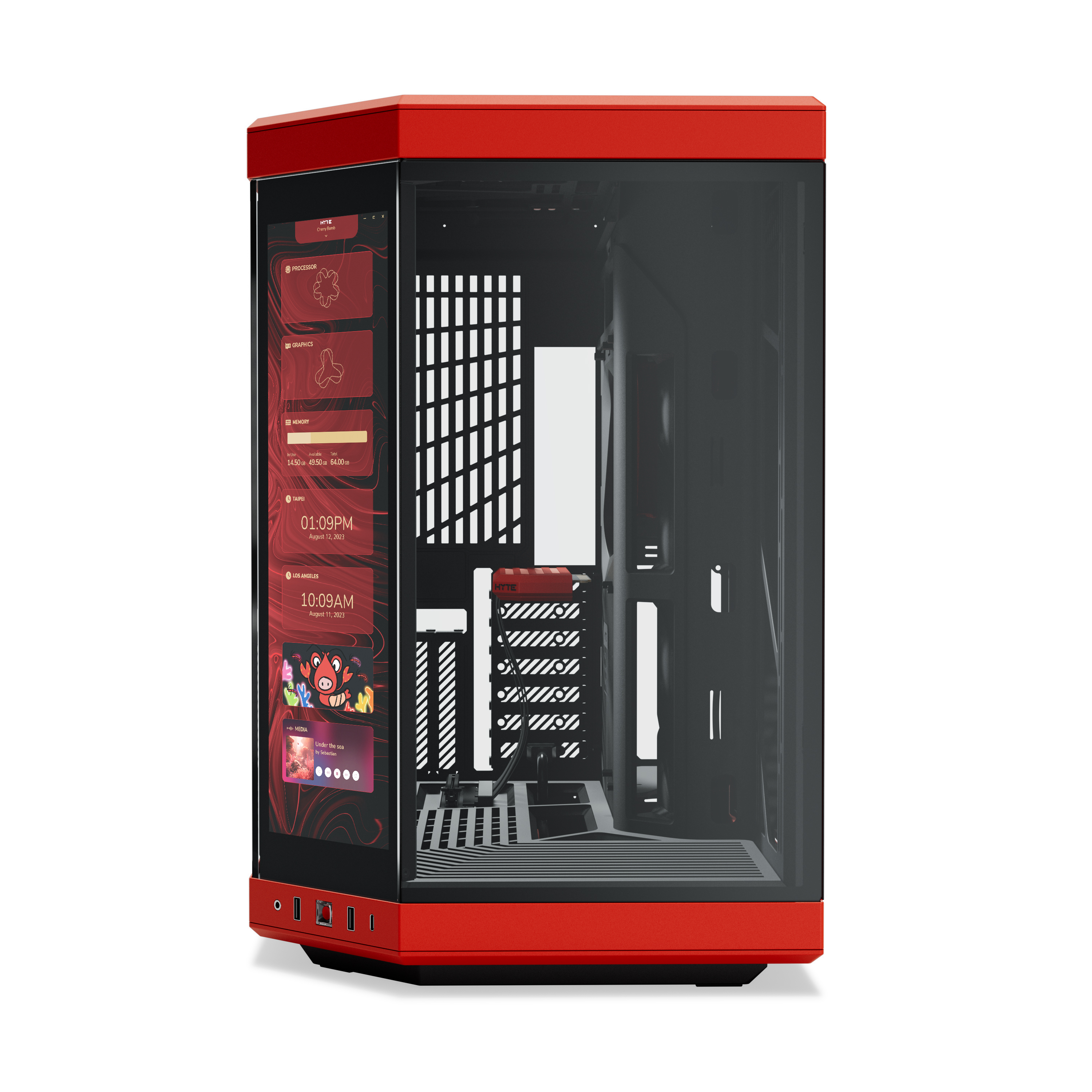 HYTE - Hyte Y70 Touch Dual Chamber Mid-Tower ATX Case - Red