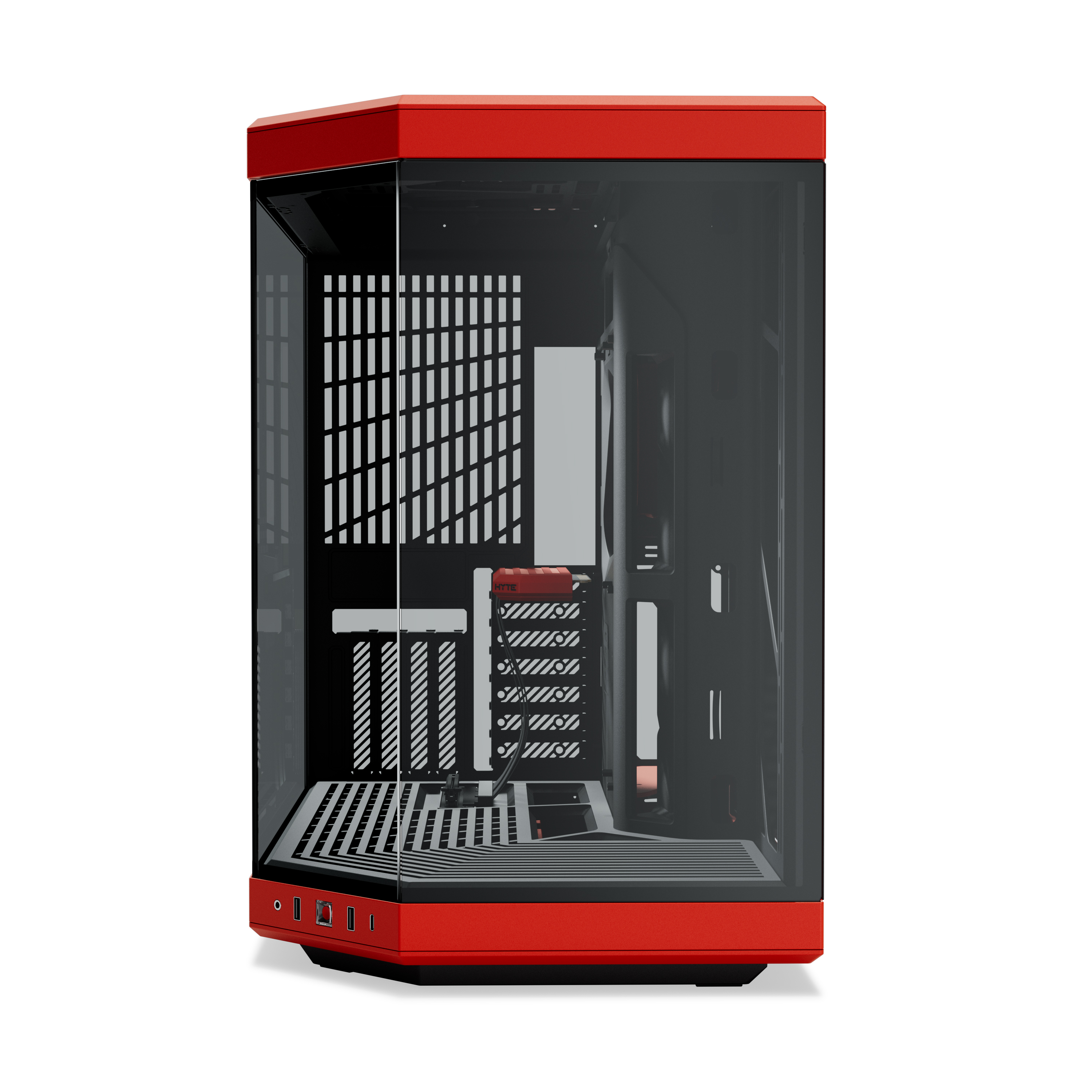 HYTE - HYTE Y70 Dual Chamber Mid-Tower ATX Case - Red/Black